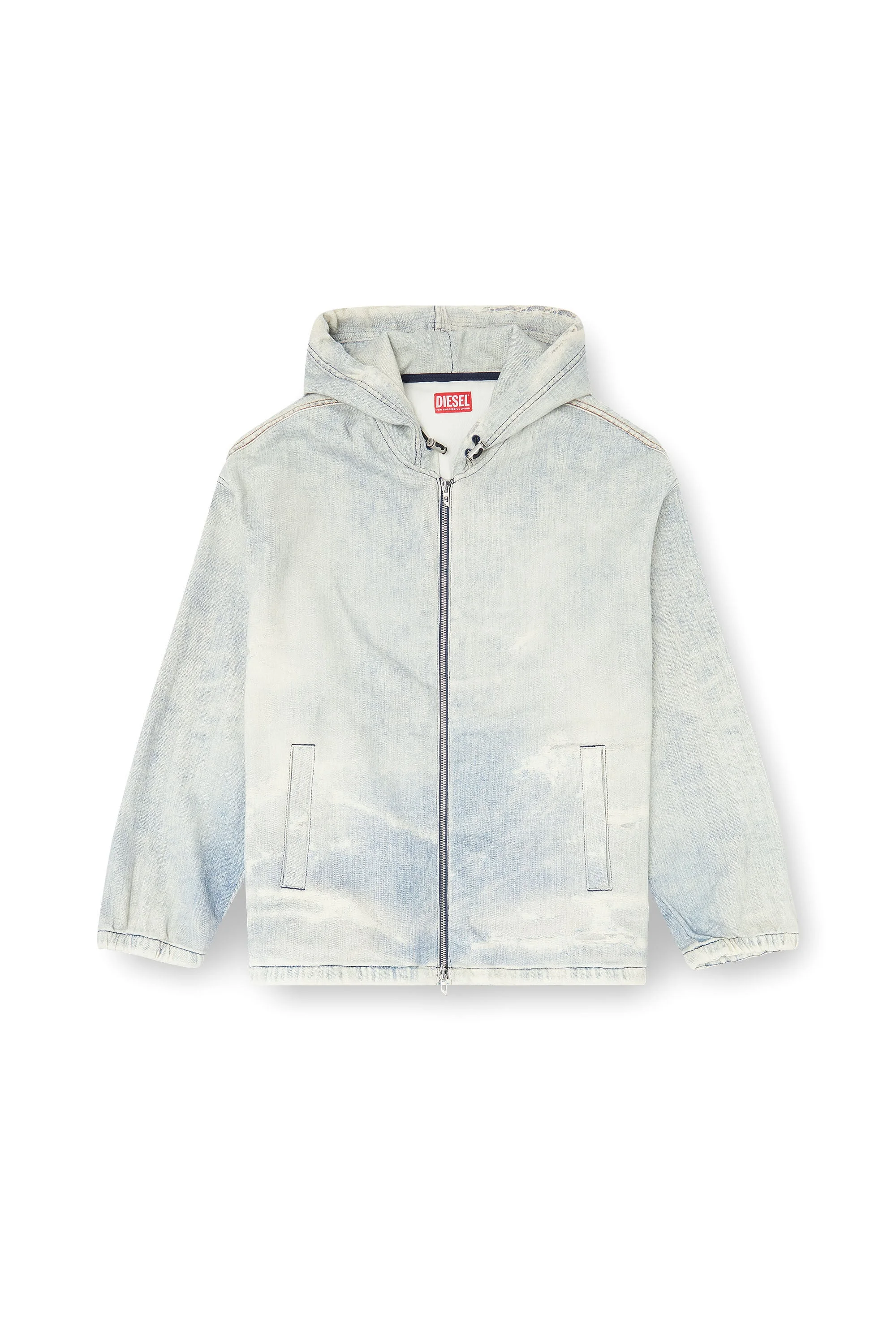 HOODED JOGGJEANS JACKET WITH TROMPE L’OEIL - 1