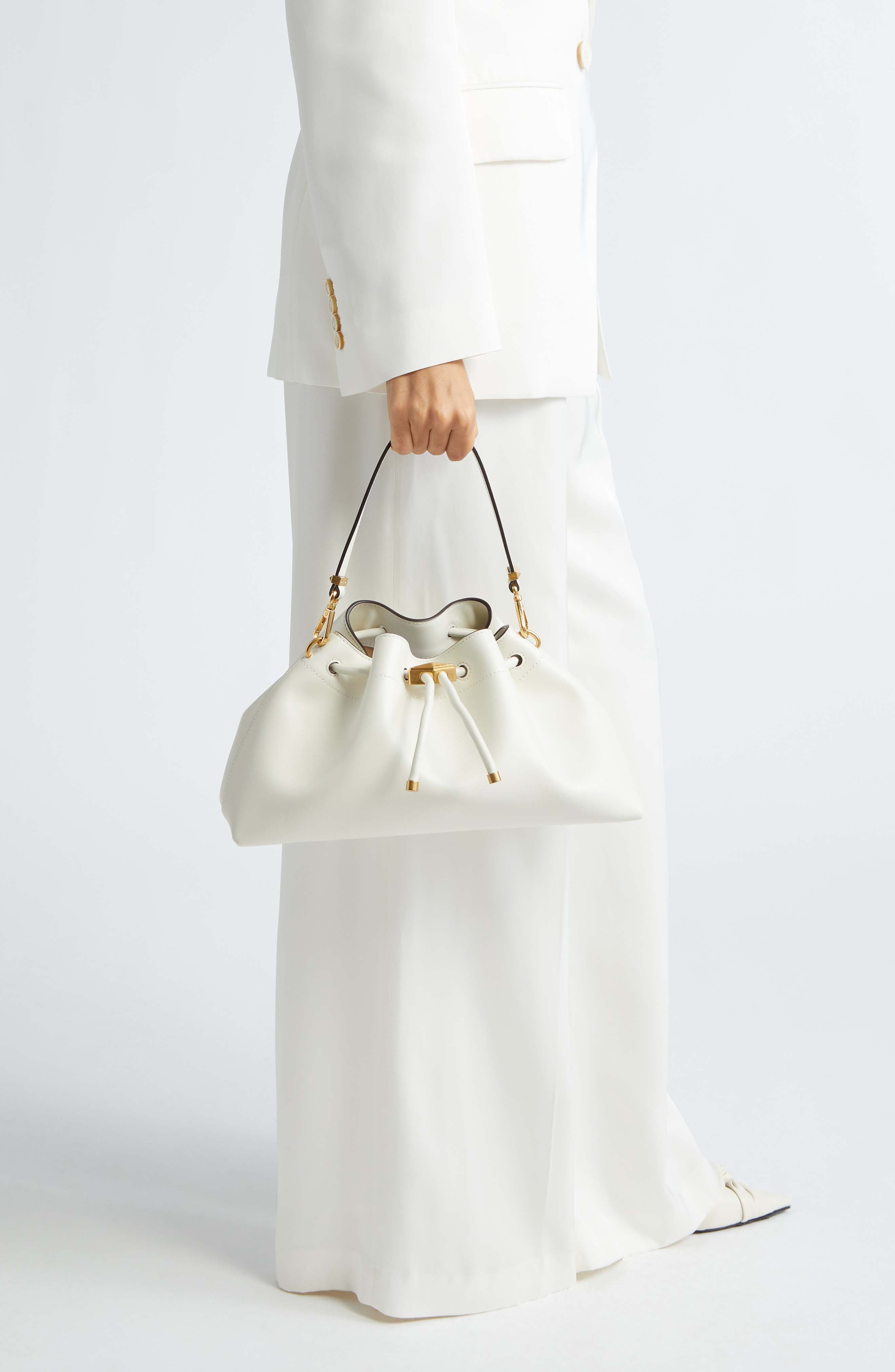 Jimmy Choo Cinch M Leather Bucket Bag in Latte/Gold at Nordstrom - 4