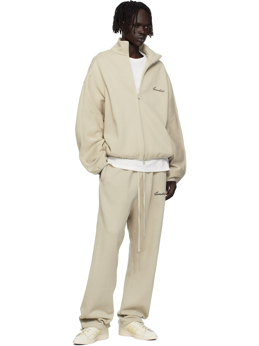 Taupe Relaxed Fleece Piping Sweatpants - 4