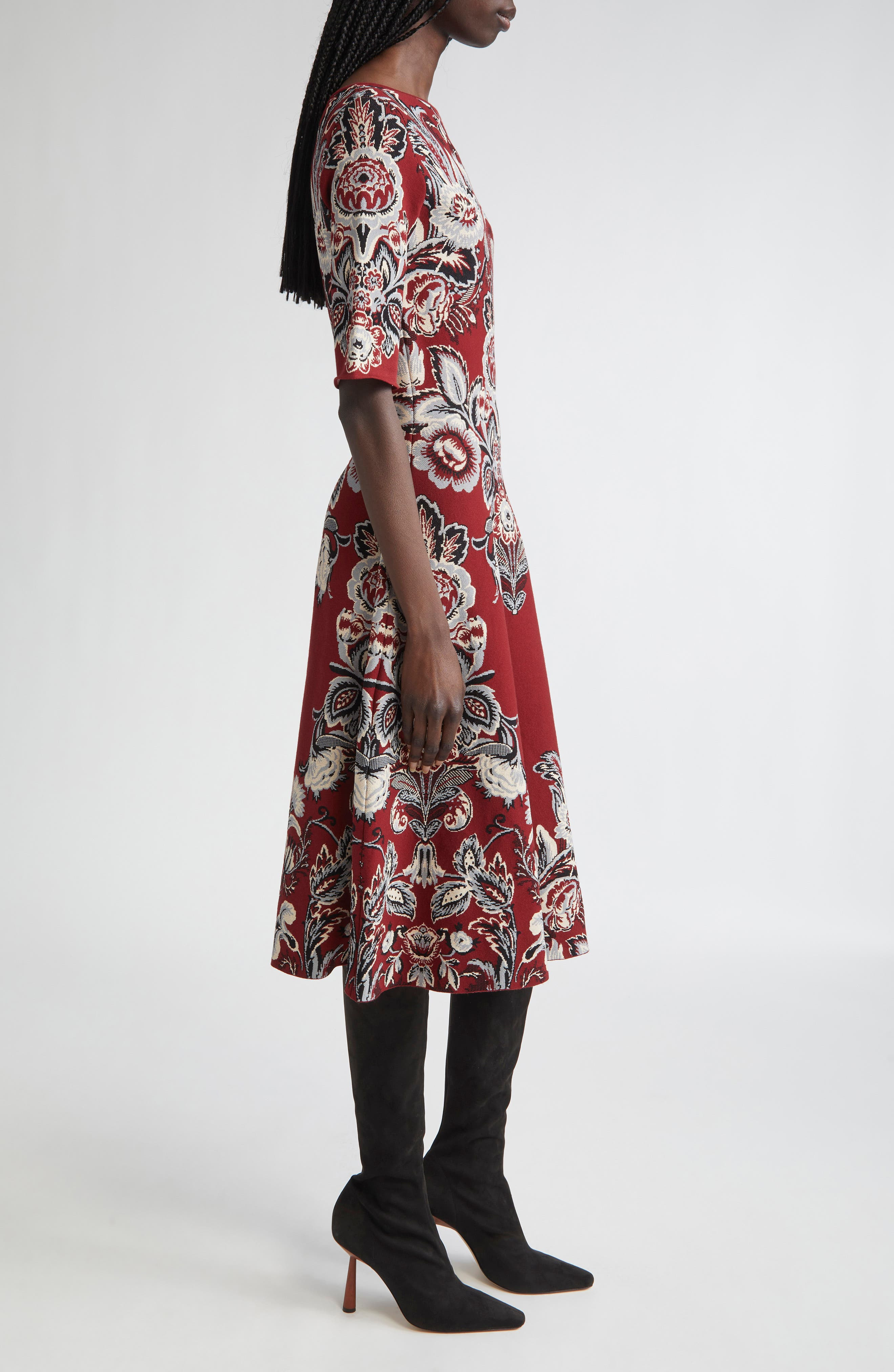 Etro Paisley Jacquard Knit Midi Dress in Printed Bordeaux Base at Nordstrom - 3