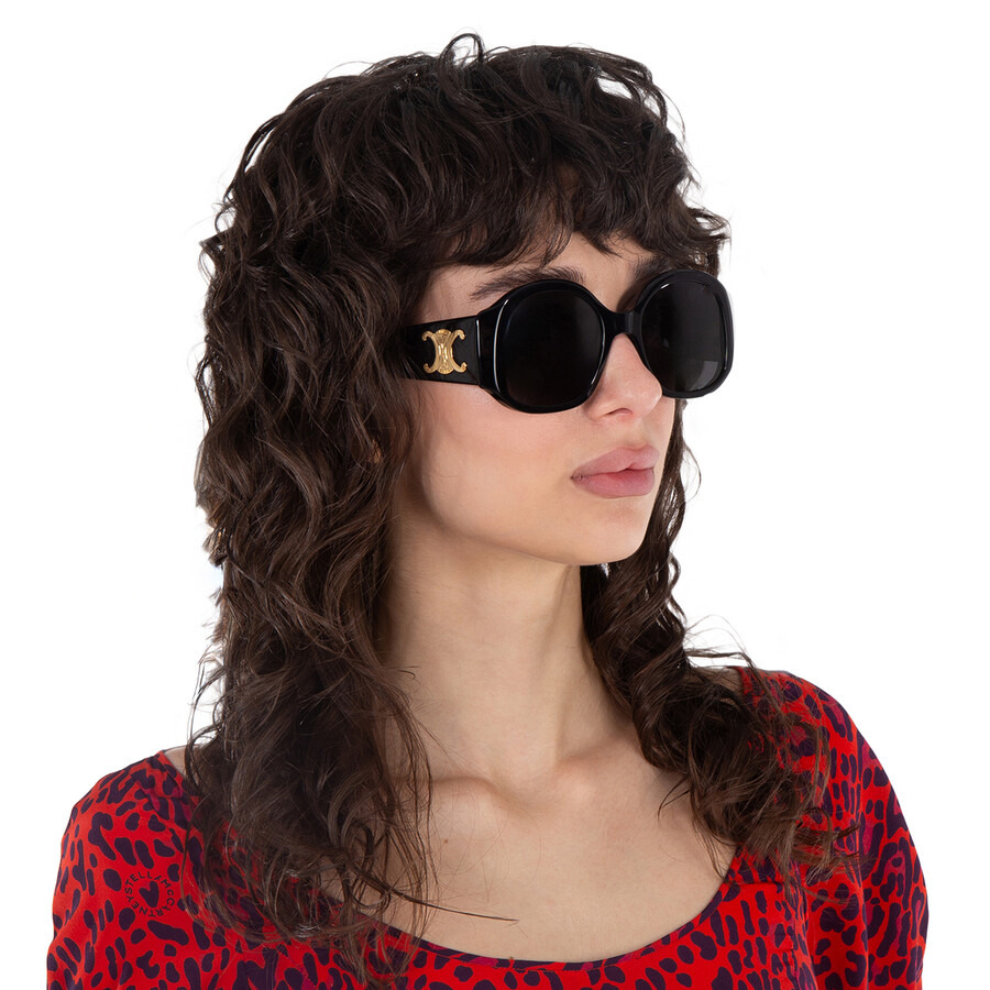 Celine Maxi Triomphe Smoke Rectangular Ladies Sunglasses CL40305U 01A 54 - 2