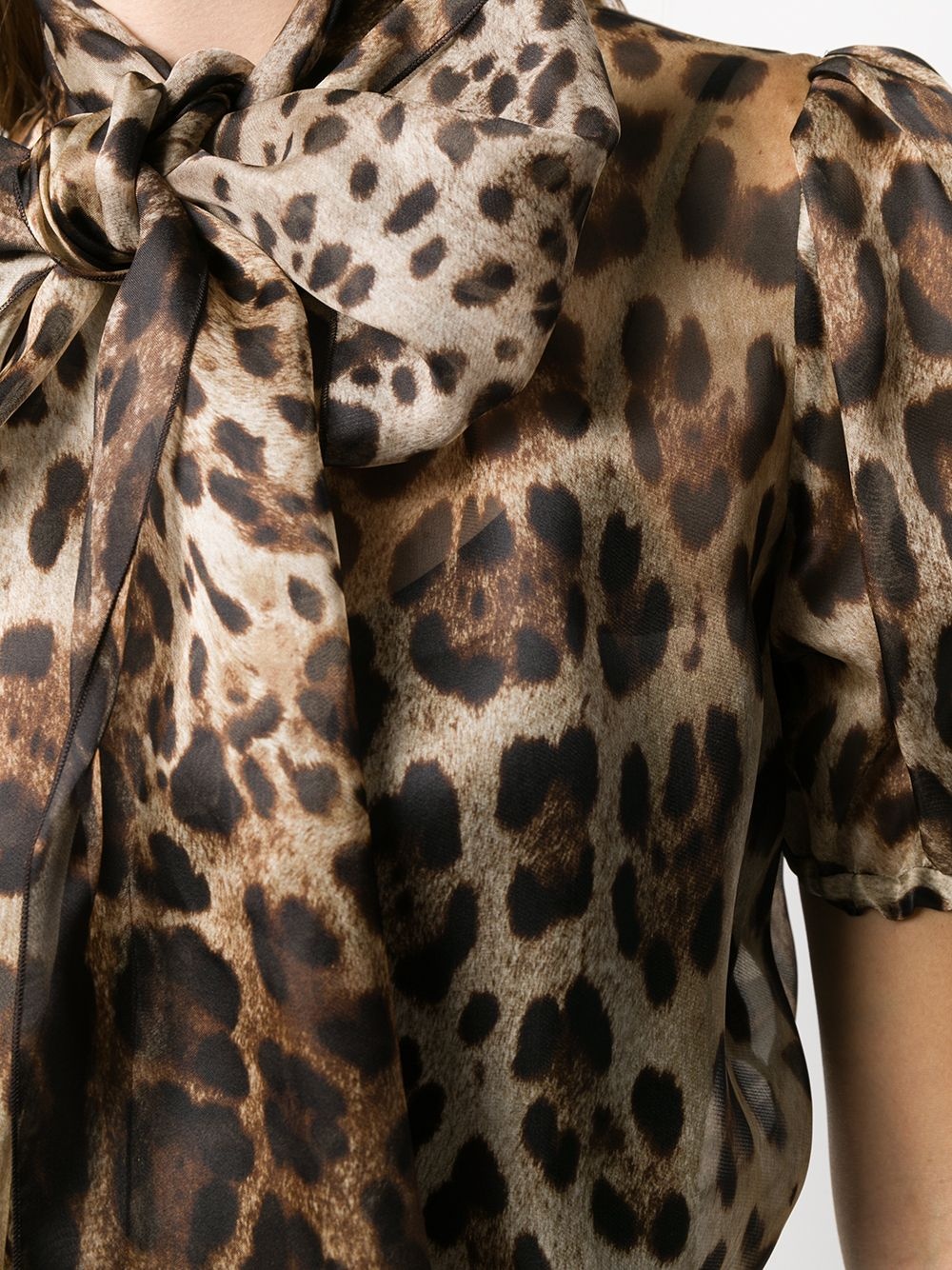 pussy bow leopard-print organza blouse - 5