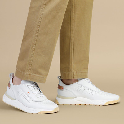Santoni Men's white leather sneaker outlook