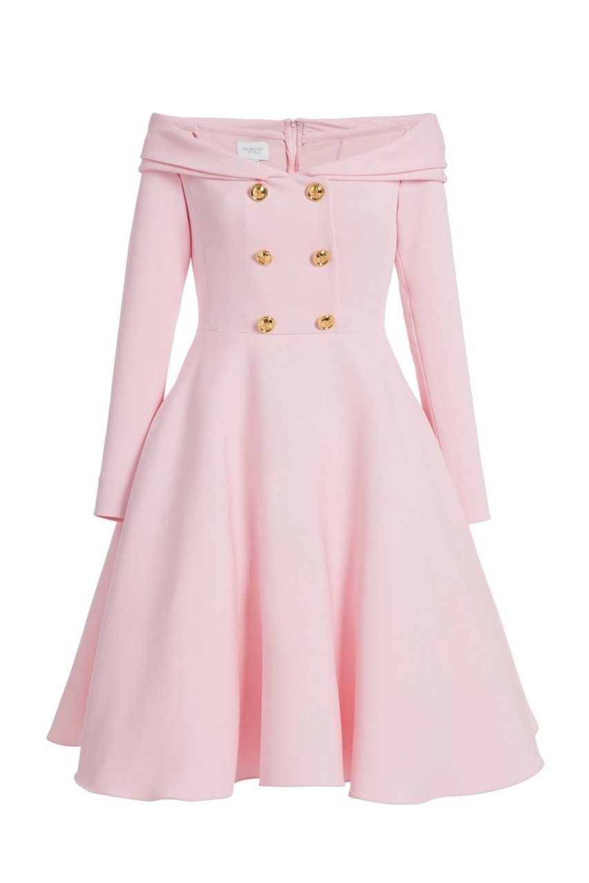 Off Shoulder Fit and Flare Dress - 1