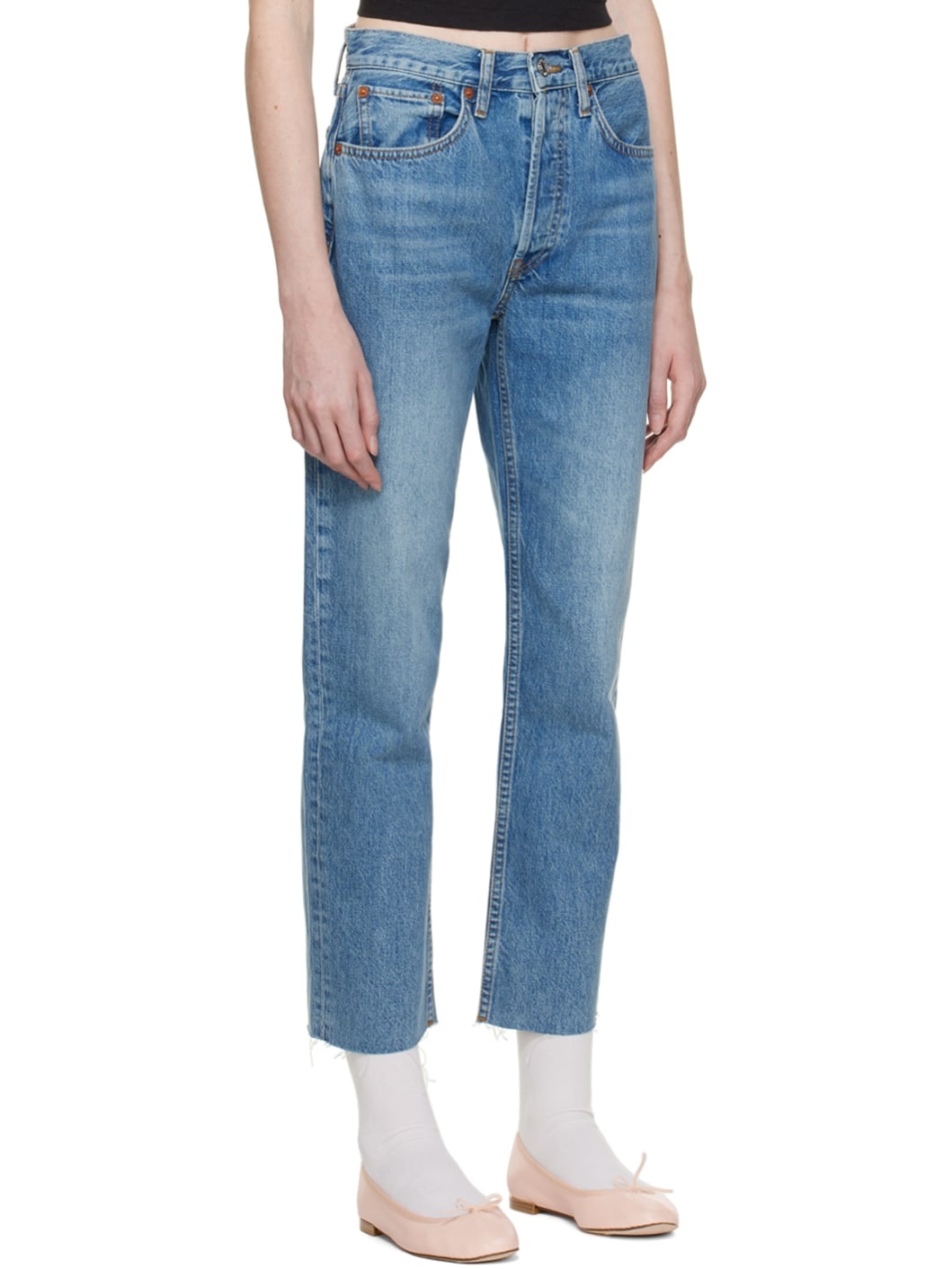 Blue 70s Stove Pipe Jeans - 2