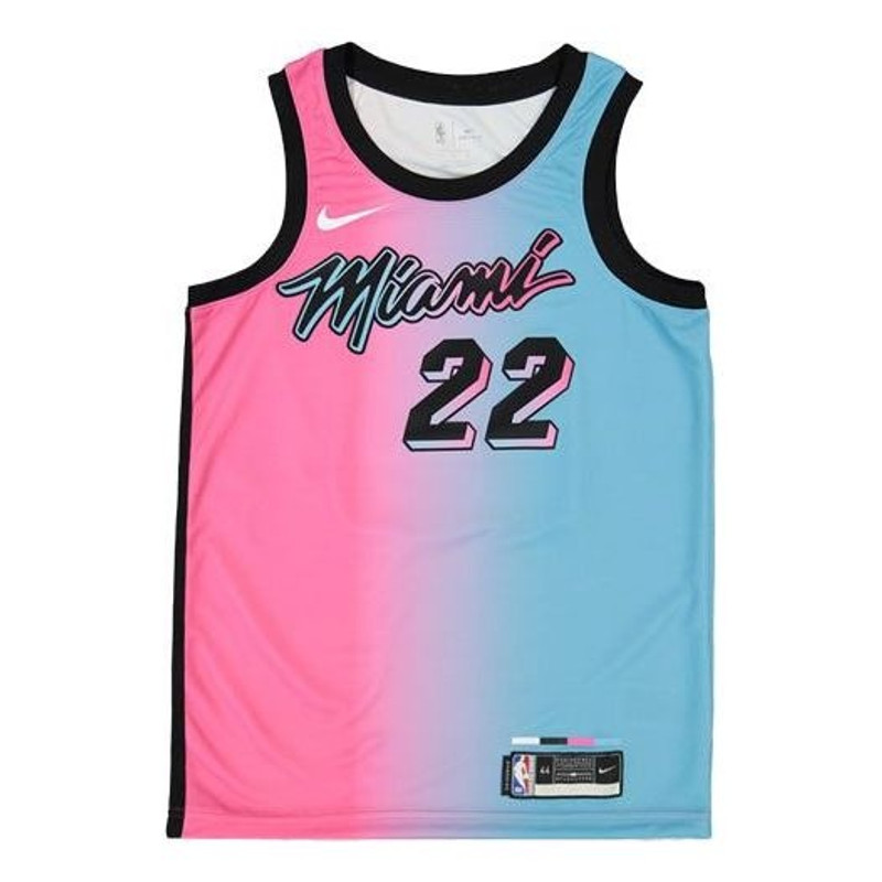 Men's Nike NBA Gradient Basketball SW Fan Edition Miami Heat Jimmy Butler 2 No. 2 'Blue Pink' Jersey - 1