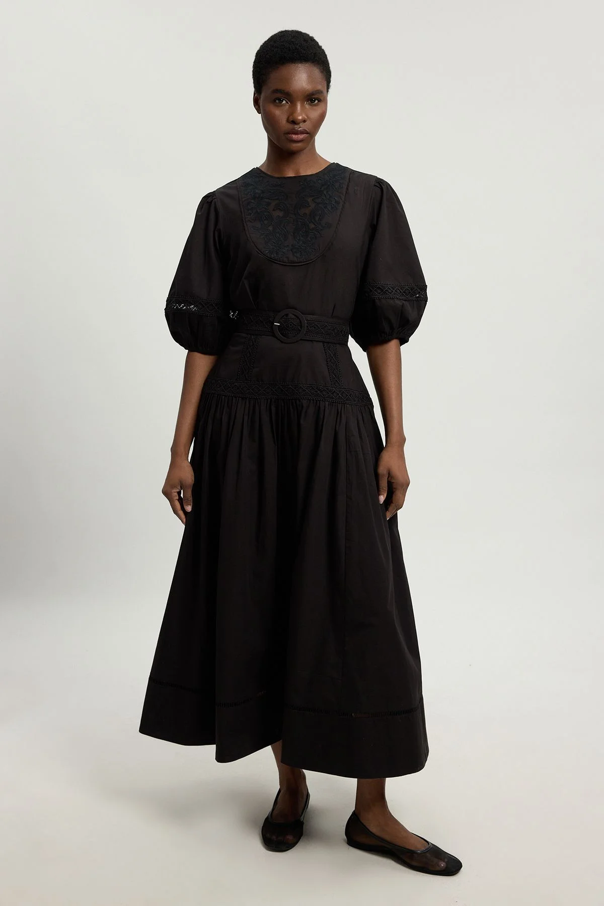 Poplin Belted Midi Dress - 1