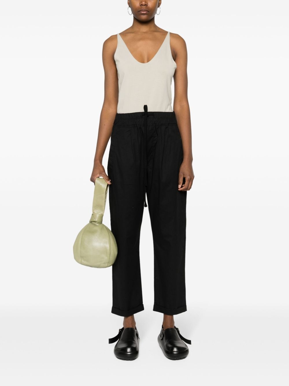 drop-crotch straight-leg cropped trousers - 2