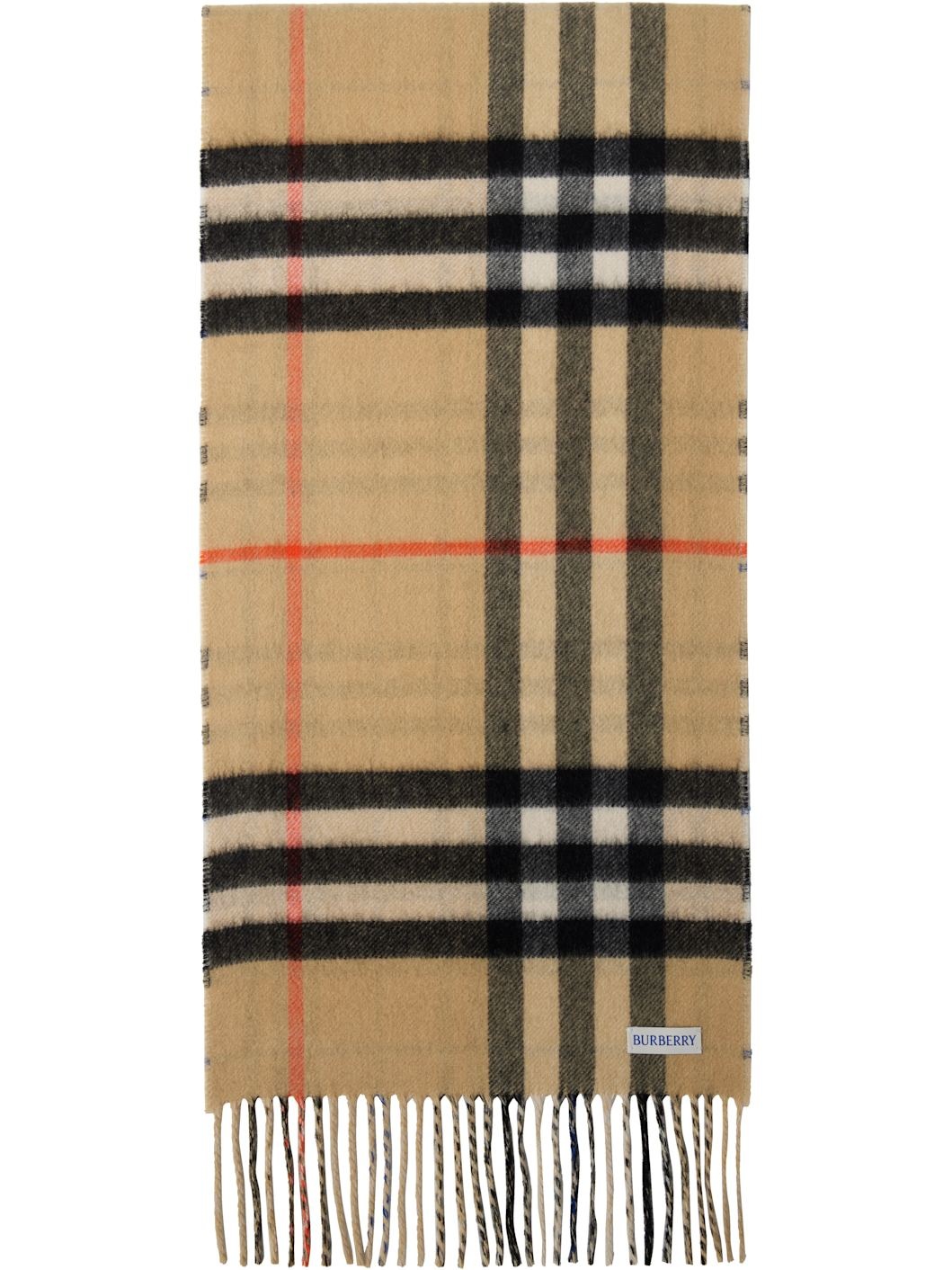 Beige & Tan Medium Cashmere Scarf - 2