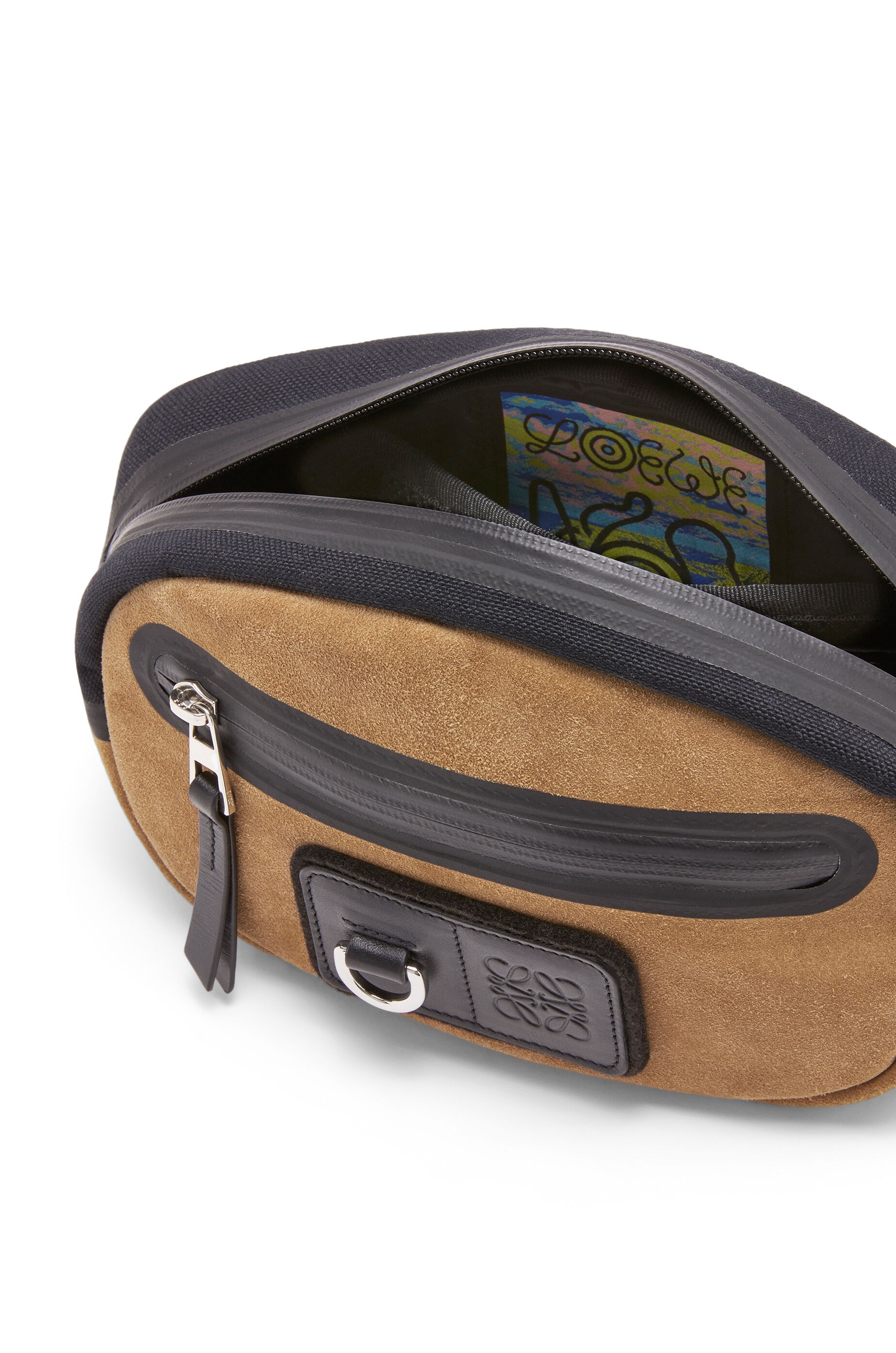 Round bumbag in recycled canvas and suede 6
