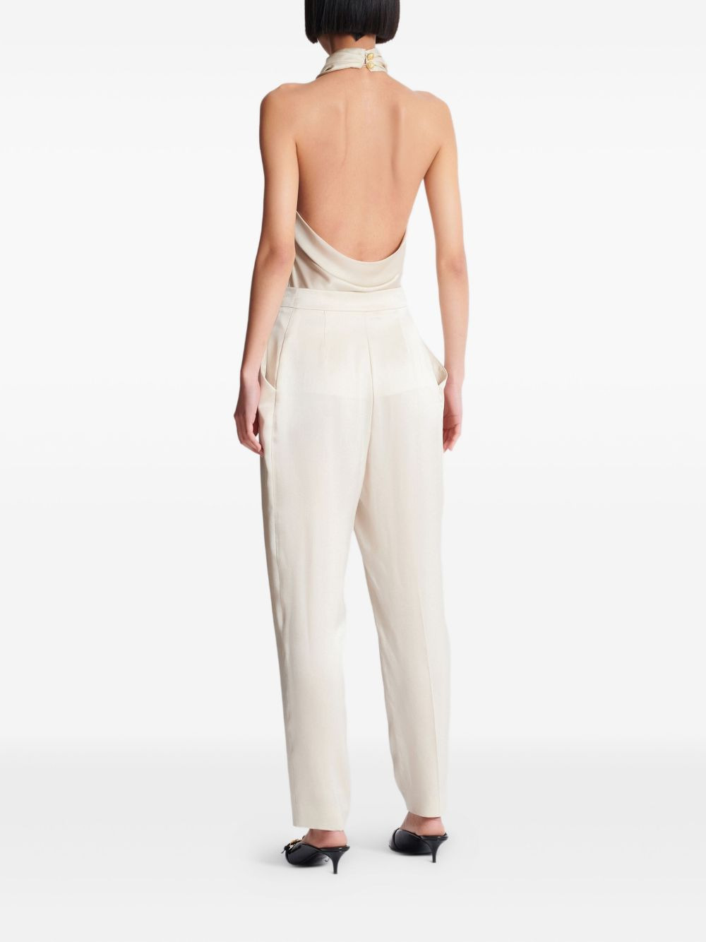 high-waisted silk trousers - 4