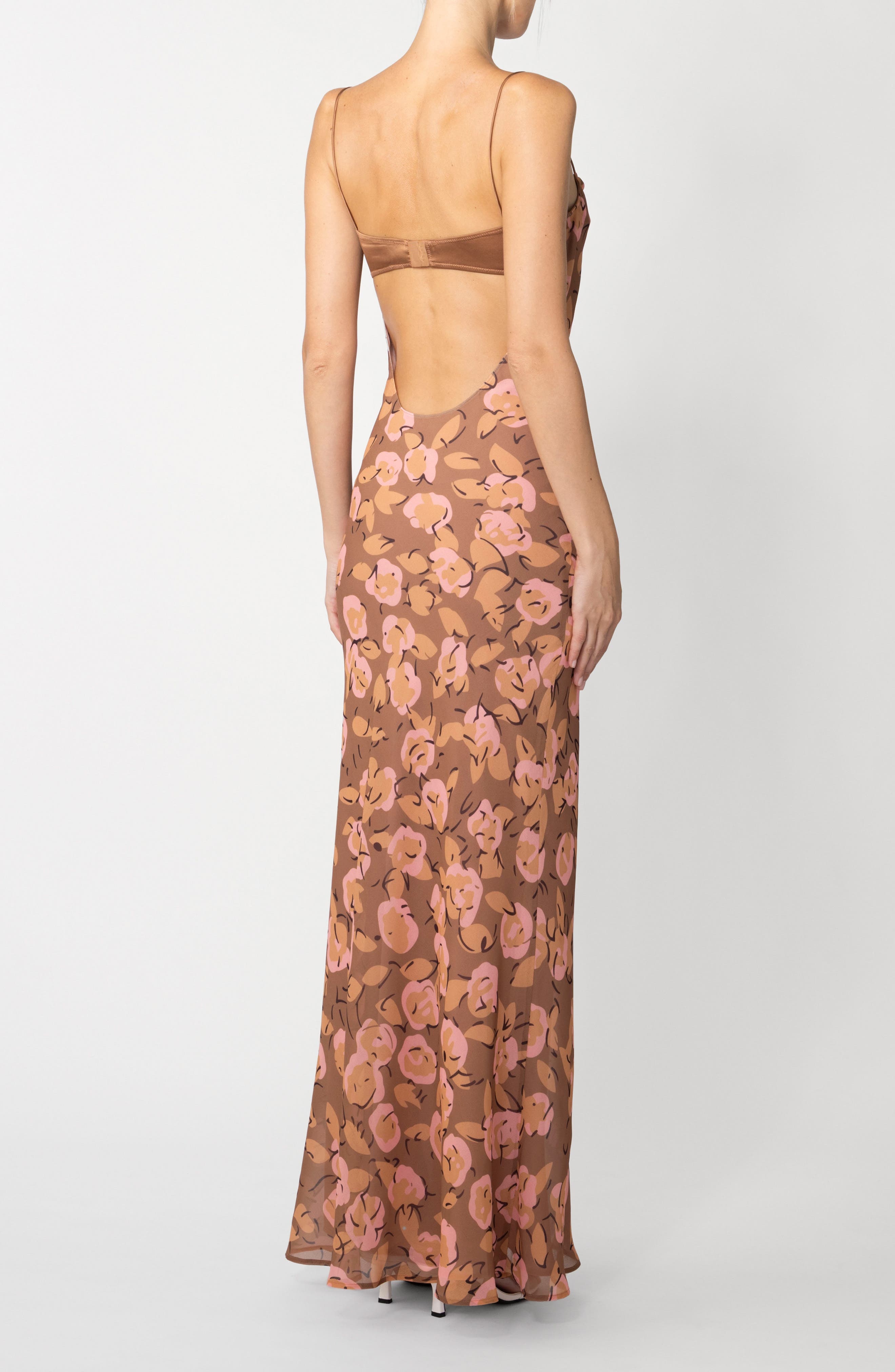 SAU LEE Gabi Floral Print Dress in Mocha Multi at Nordstrom - 2
