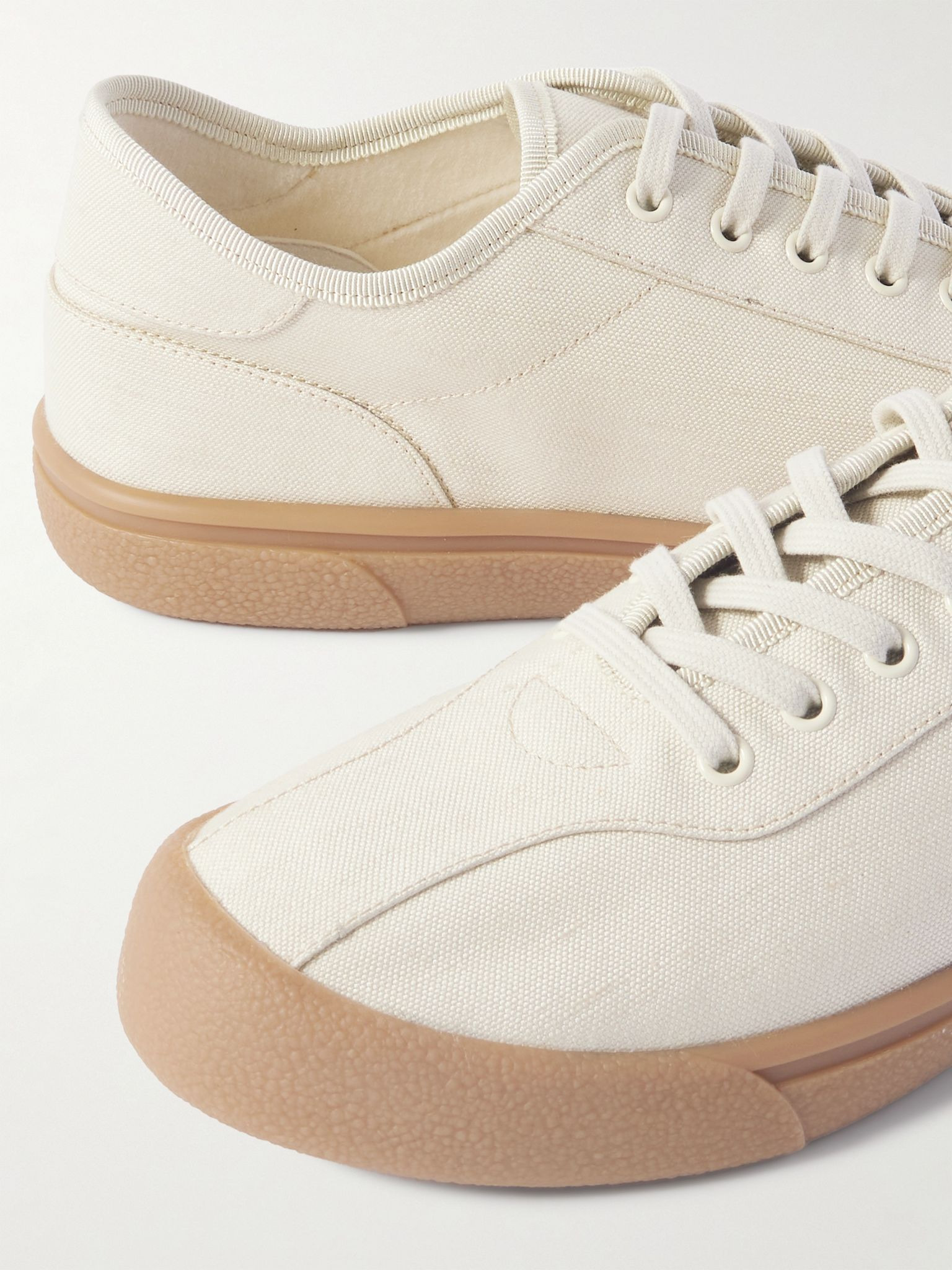 Grosgrain-Trimmed Canvas Sneakers Gray - 5
