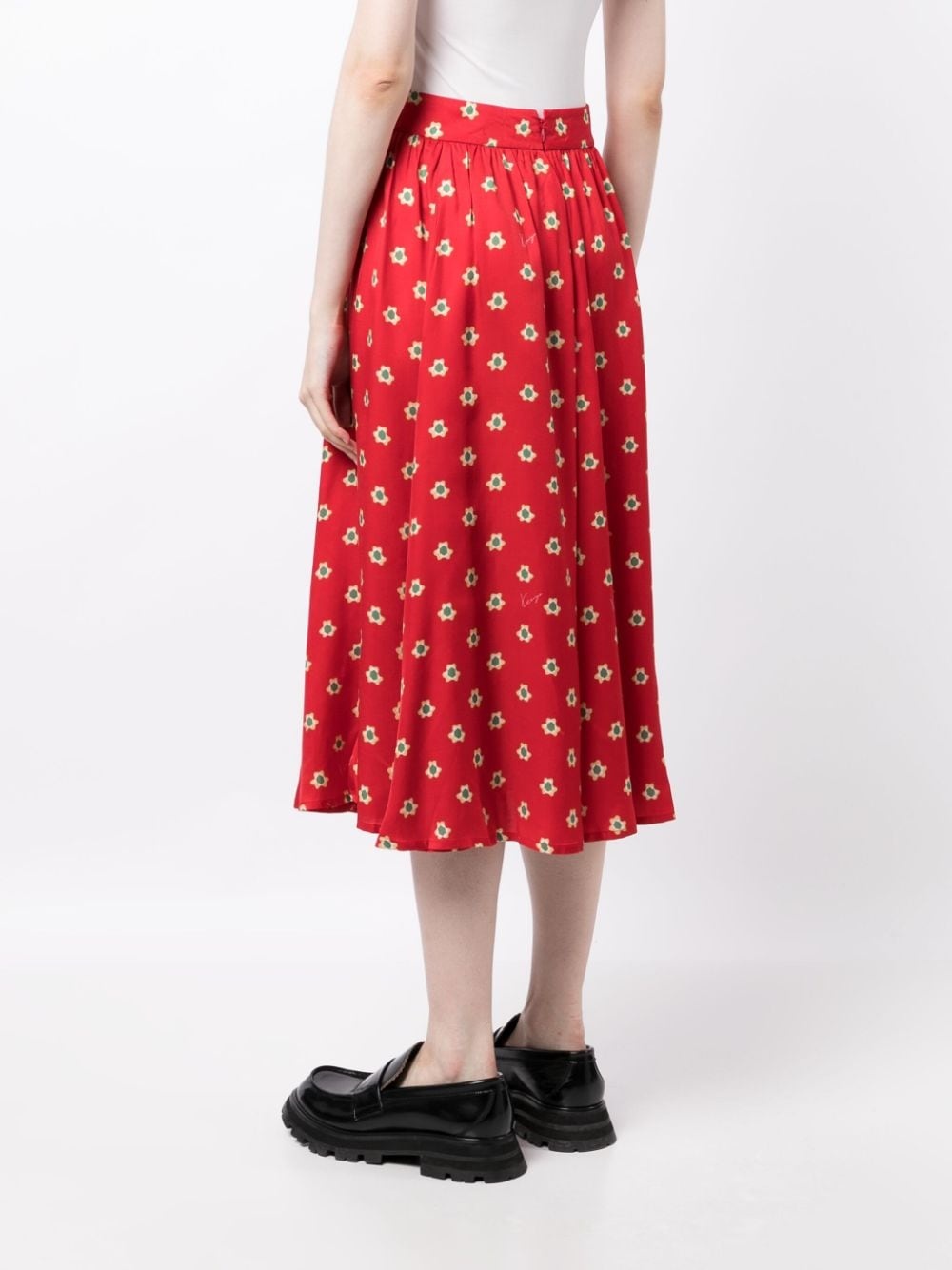 floral-print high-waist midi skirt - 4