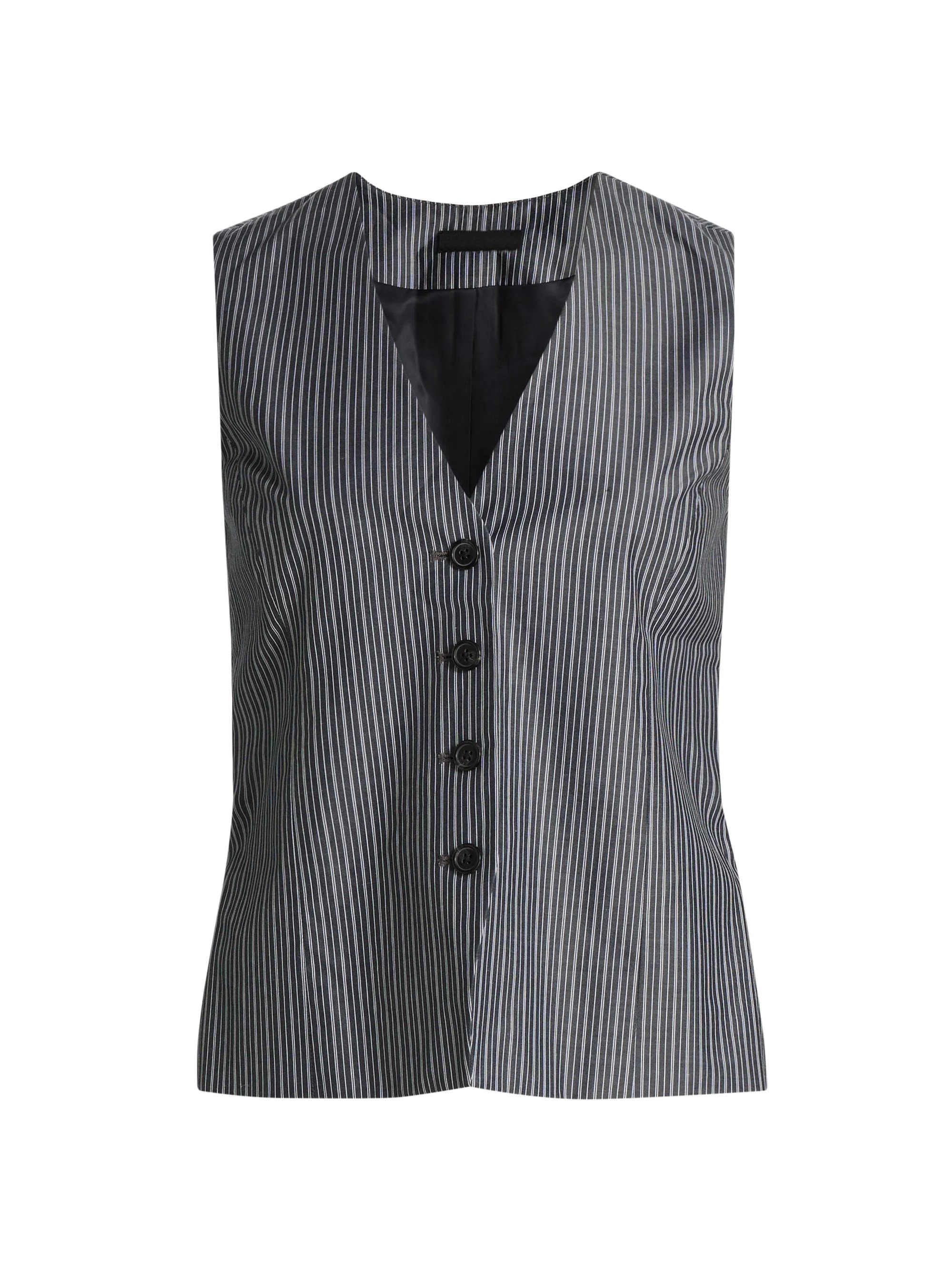 Women's Paulette Striped Poplin Vest - Salute Stripe - 1