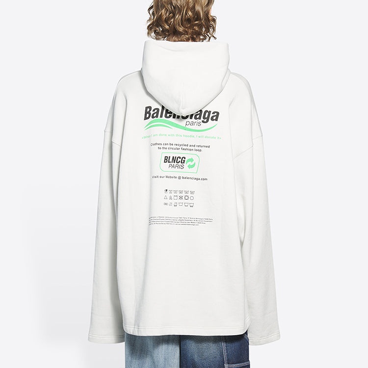 Men's Balenciaga FW21 Logo Alphabet Printing Loose White 662424TKVF89085 - 4