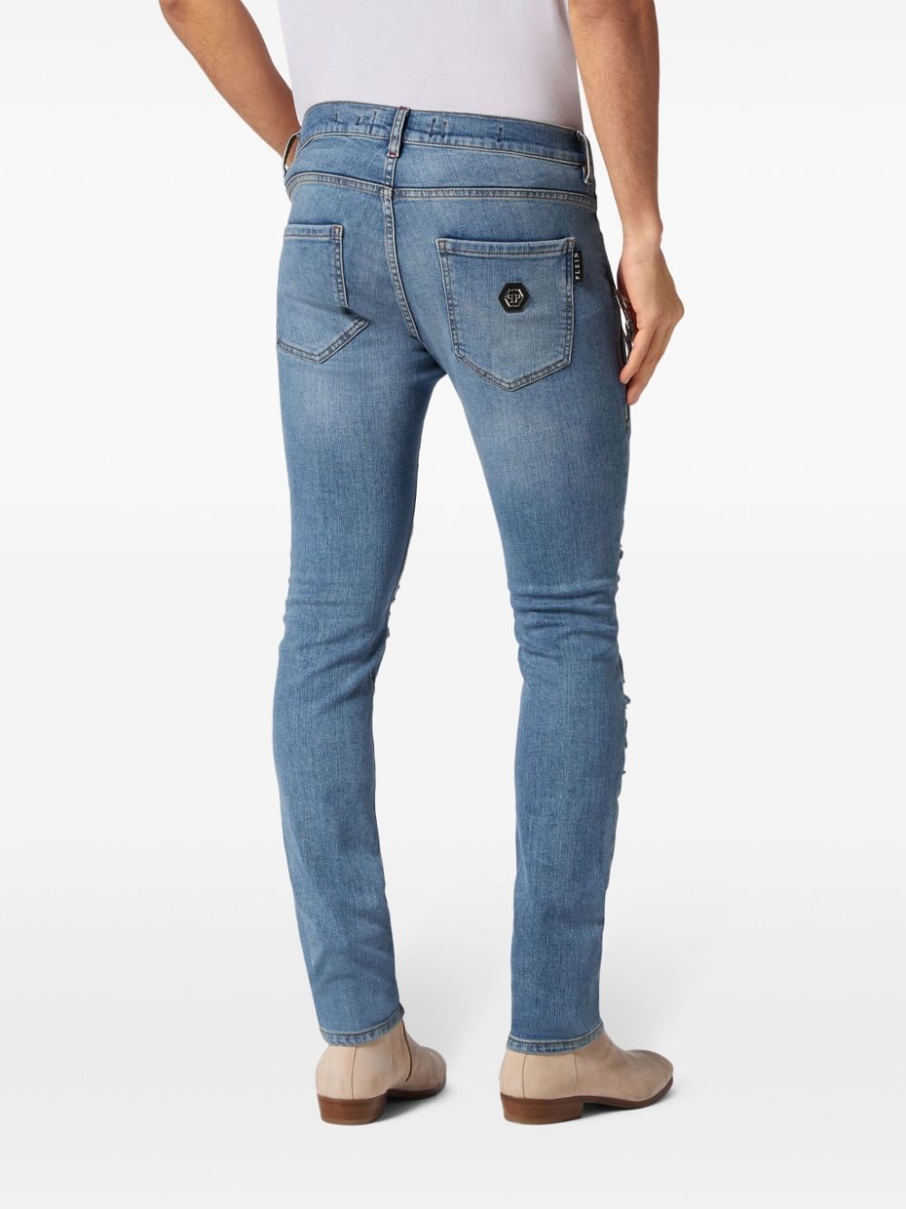 Rock Star ribbed-panels skinny jeans - 3