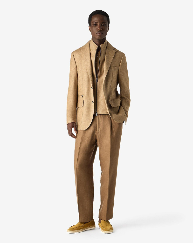 CORNELIANI Camel beige silk and wool jacket with inner vest outlook