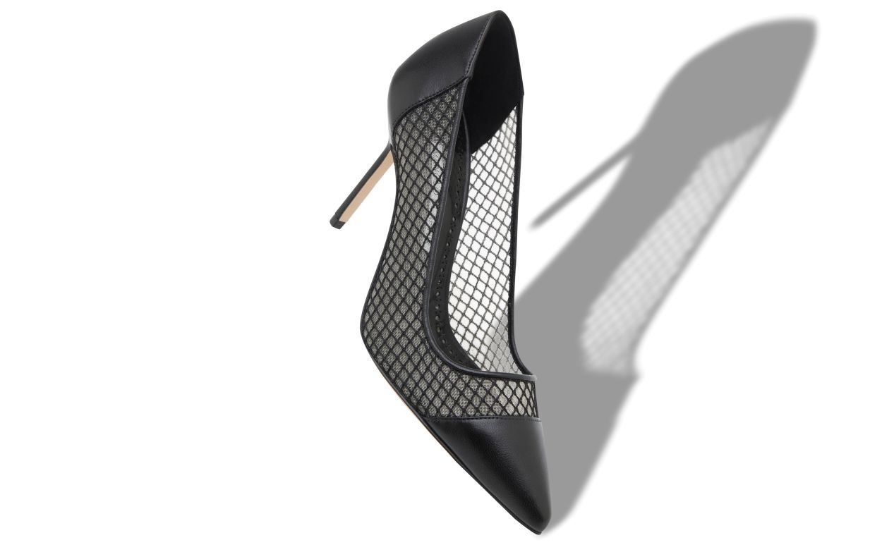 Black Nappa Leather Pointed Toe Pumps - 2
