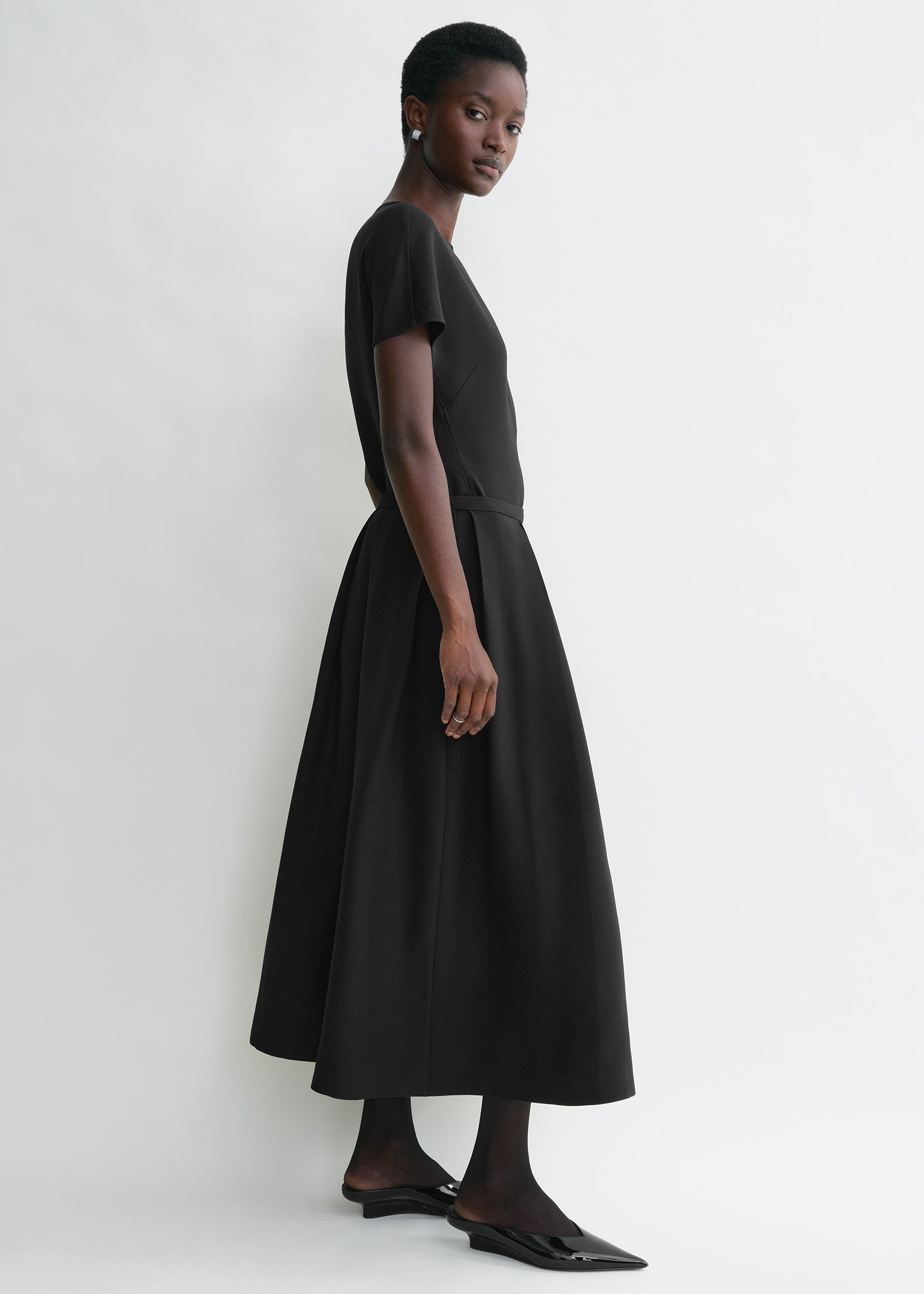 Wool silk twinflower skirt black - 3