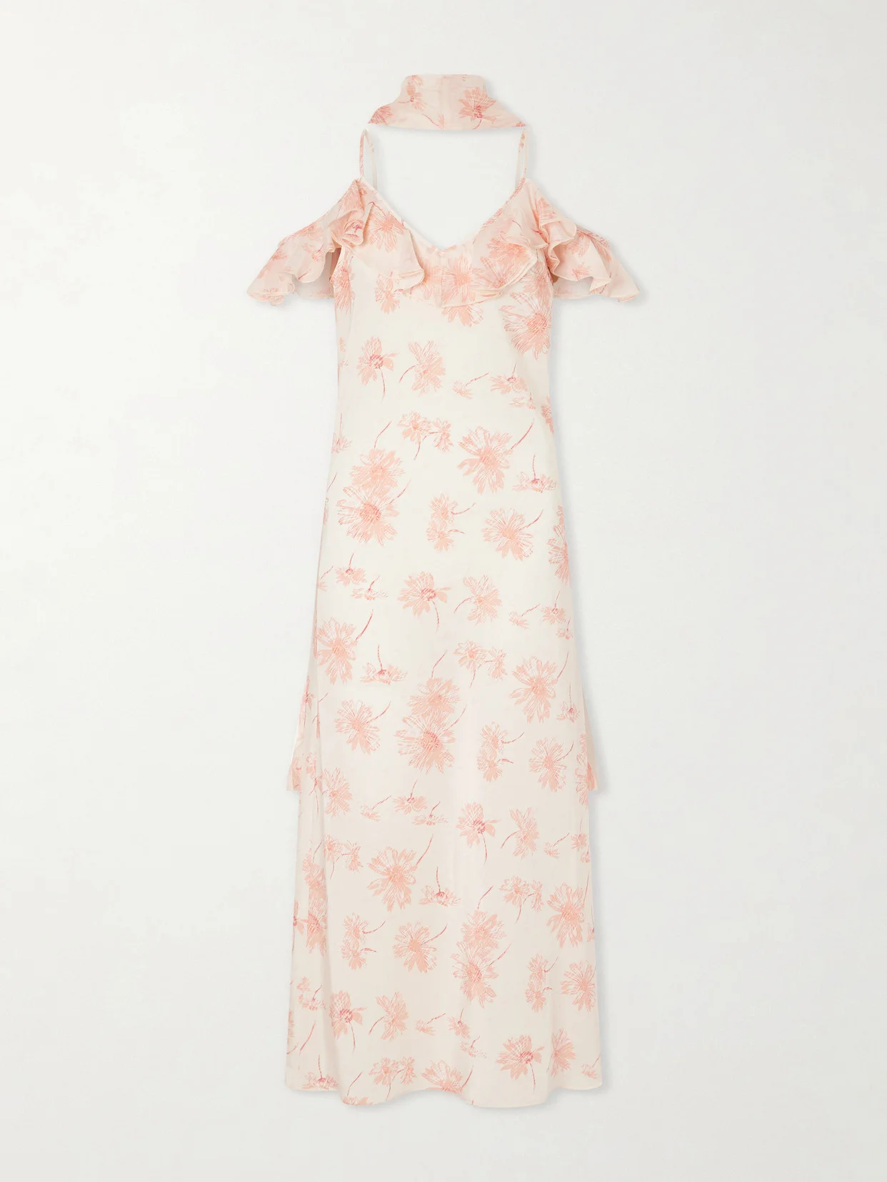 Daisy Ruffled Floral-print Silk Chiffon Midi Dress - 1