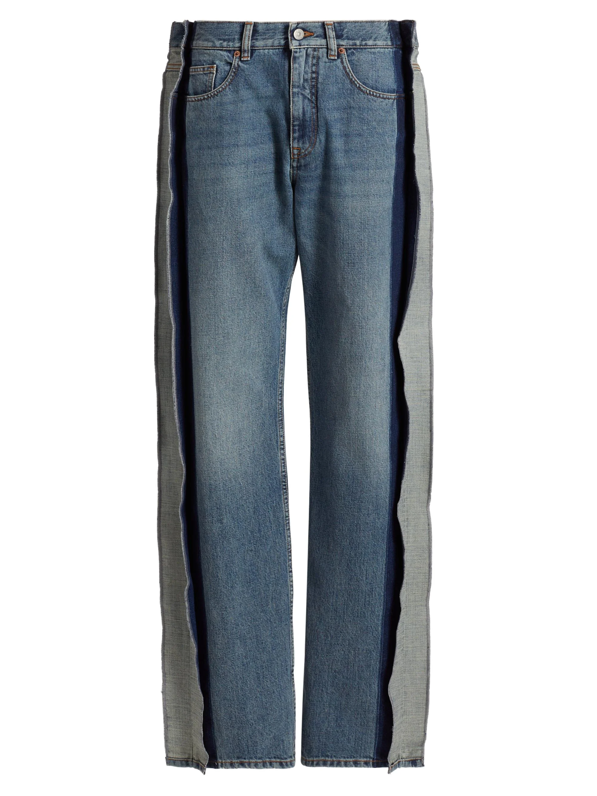 Women's Straight-Leg Paneled Jeans - Blue - 1