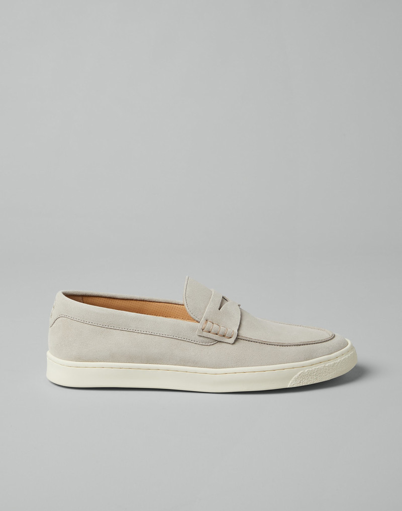 Suede loafer sneakers with natural rubber sole 5