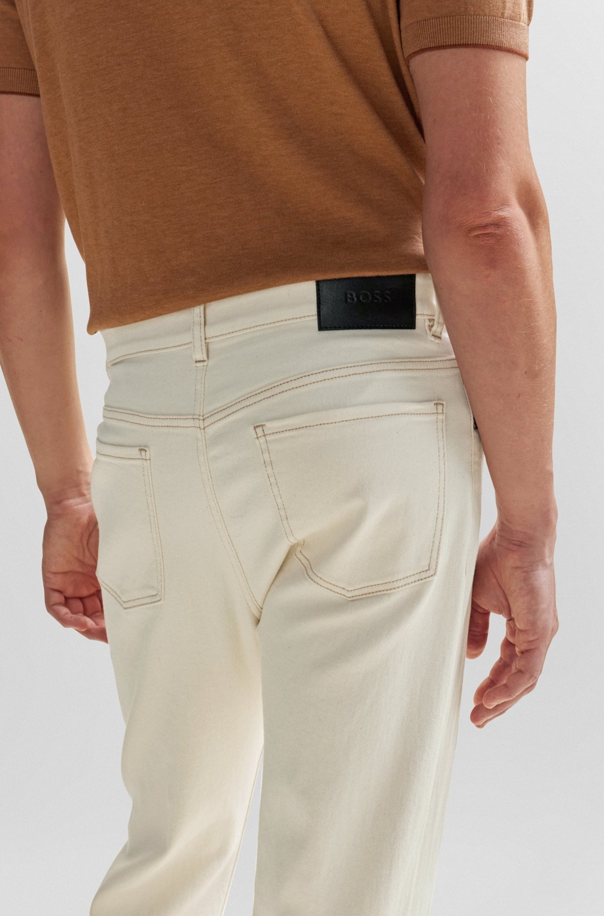REGULAR-FIT JEANS IN ECRU LUXURY-COMFORT DENIM - 5