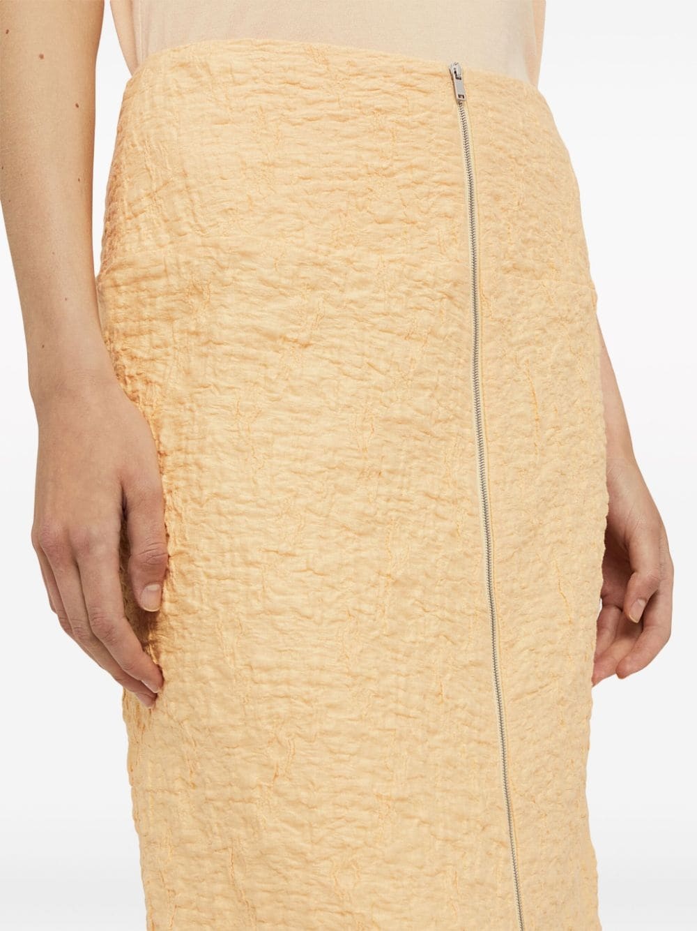 textured-finish zip-up midi skirt - 5