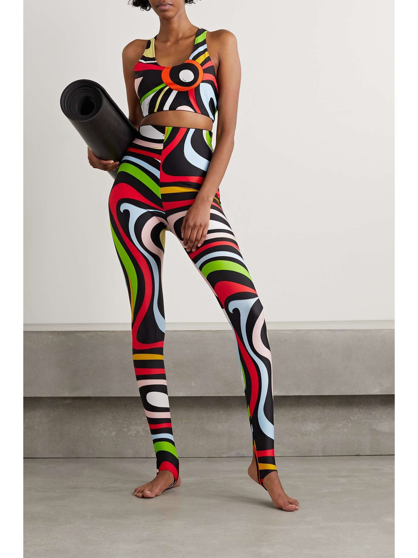 Printed stretch stirrup leggings - 2