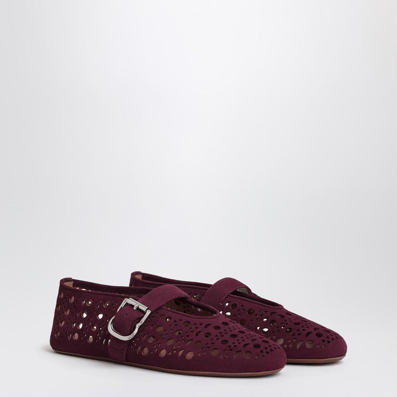 Alaia Vienne Ballerina In Garnet Red Suede Women - 1