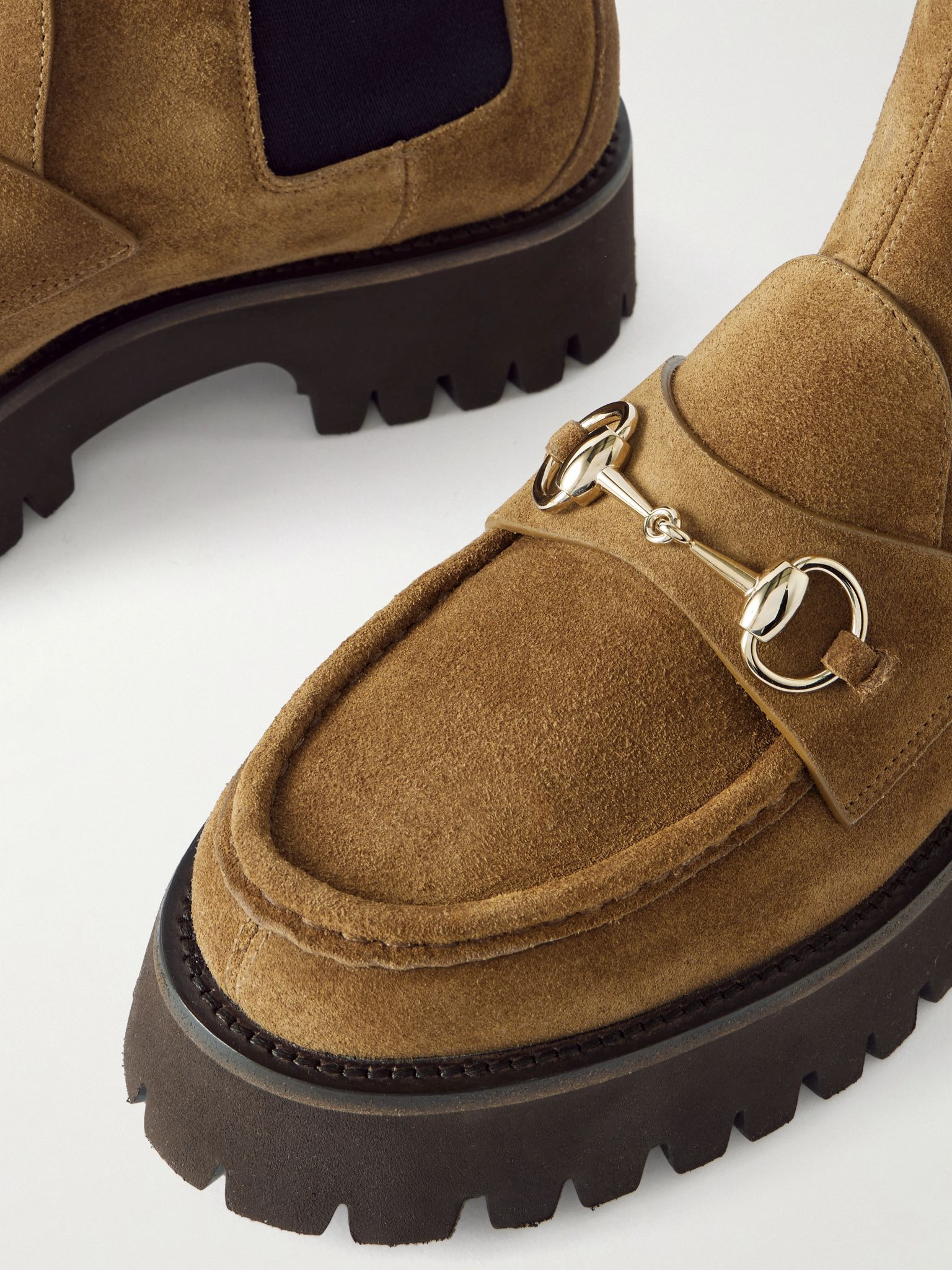 Horsebit-detailed suede Chelsea boots Brown - 4