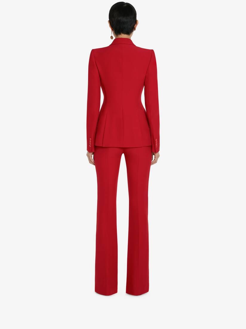 Leaf Crepe Drop Hem Jacket in Welsh Red - 4
