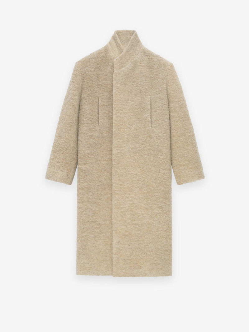 Wool Boucle Stand Collar Overcoat 1