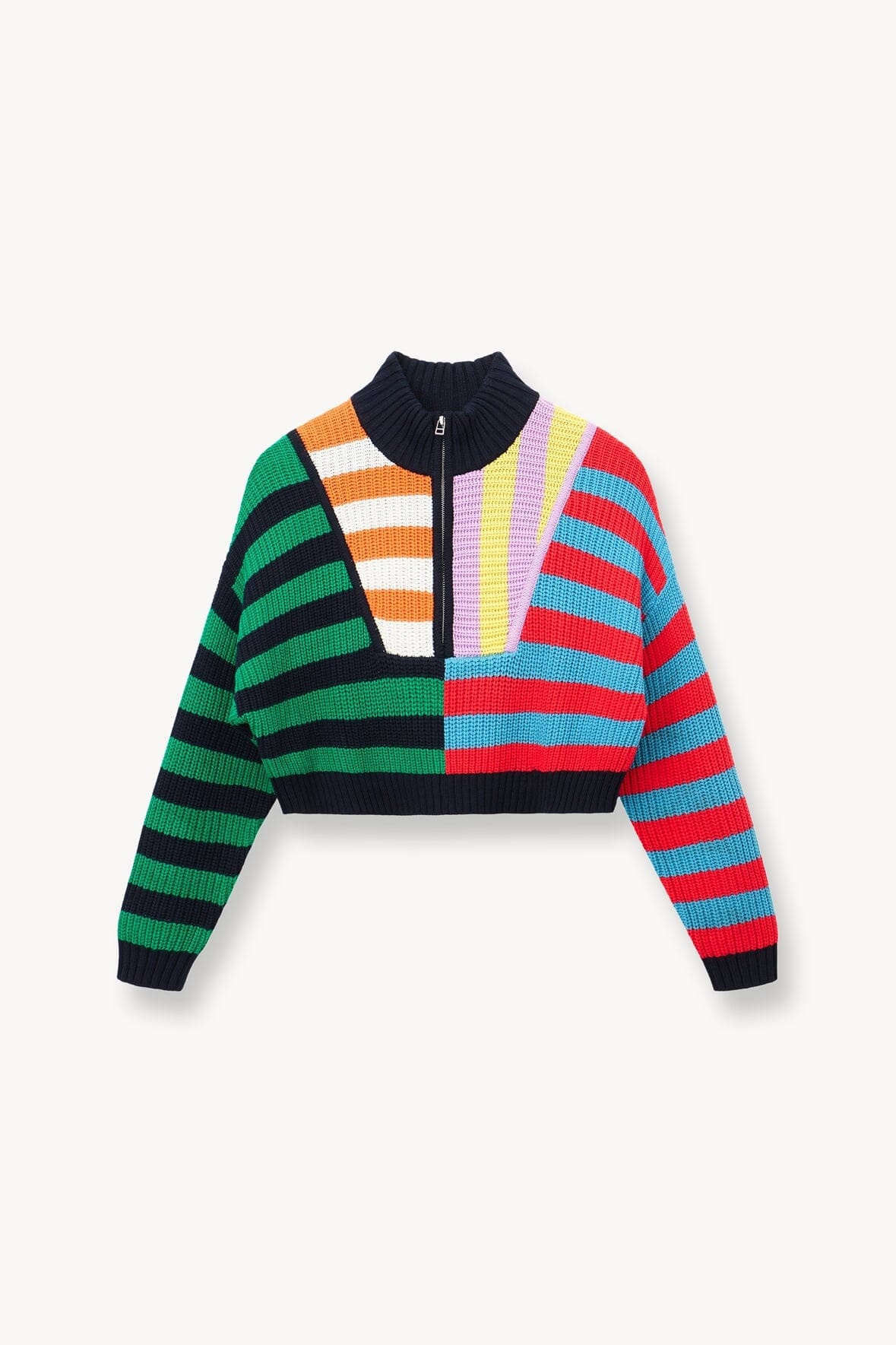 STAUD CROPPED HAMPTON SWEATER CABANA STRIPE MULTI - 1