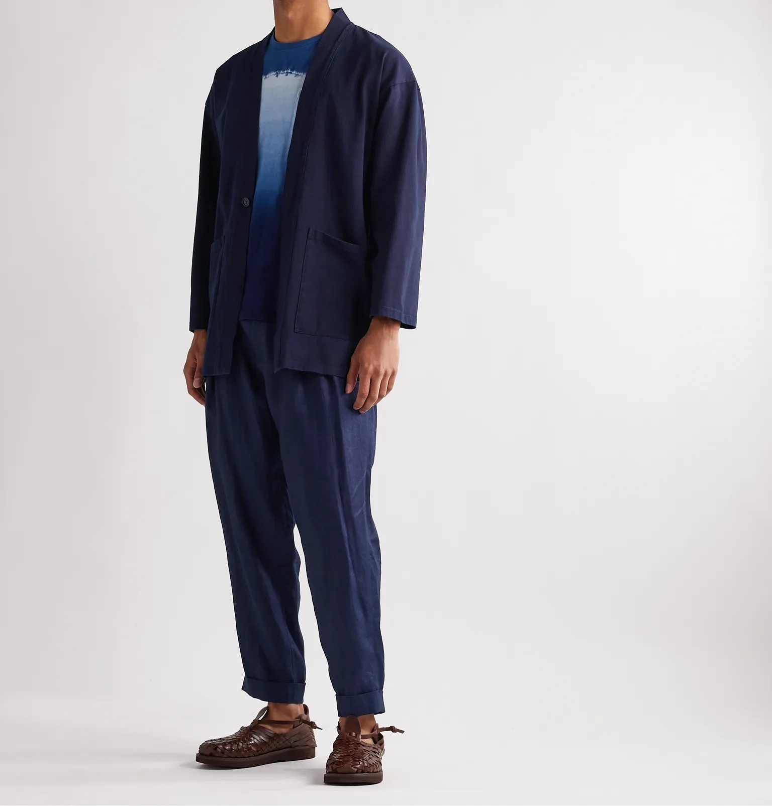 Indigo-Dyed Cotton-Jersey Cardigan - 2