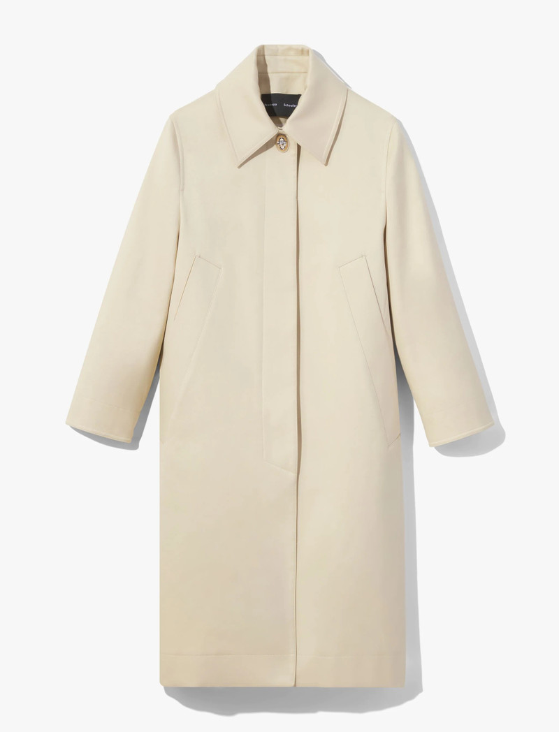 Cotton Gabardine Single Breasted Coat - 1