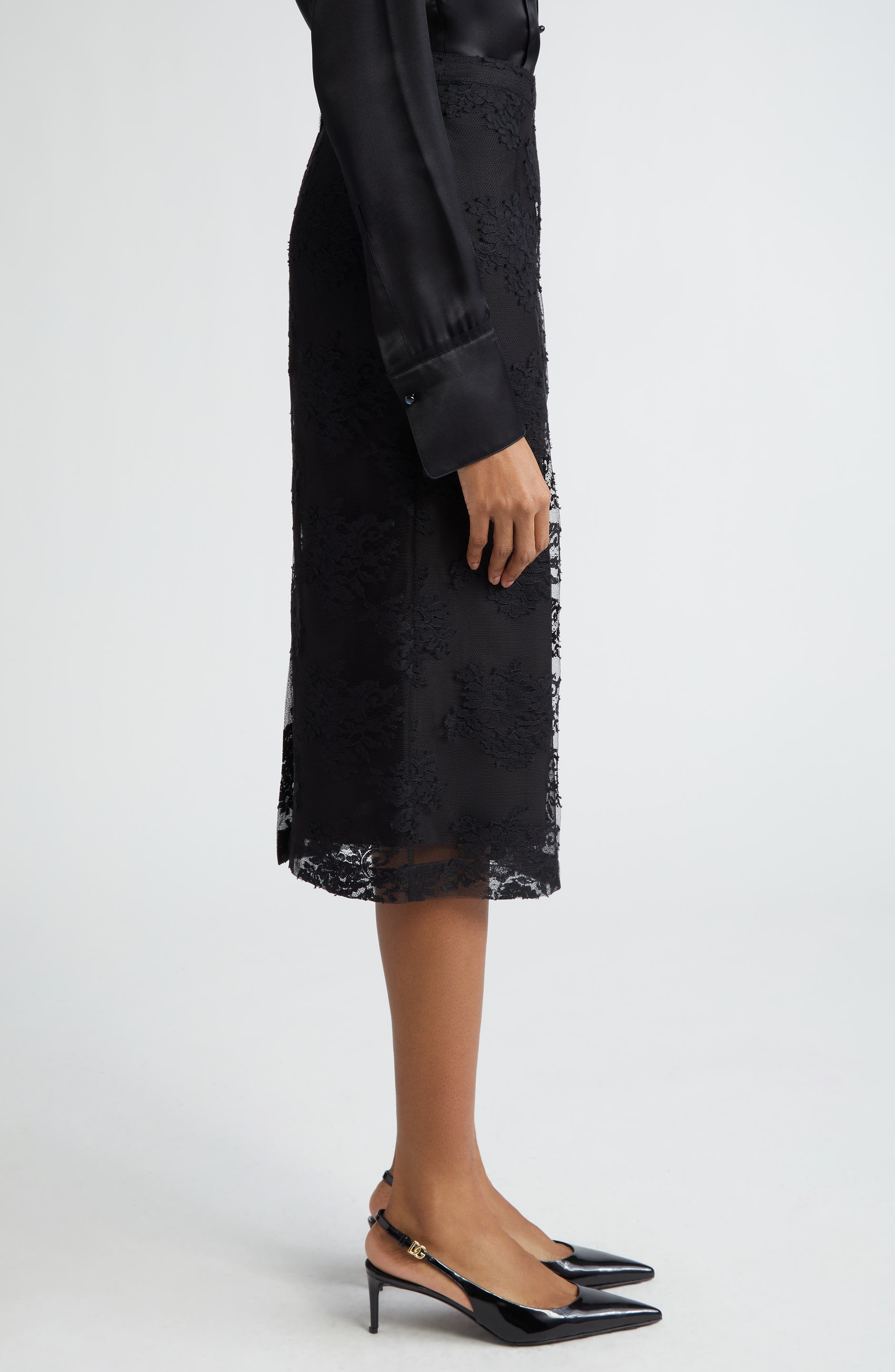 Floral Lace Pencil Skirt - 4