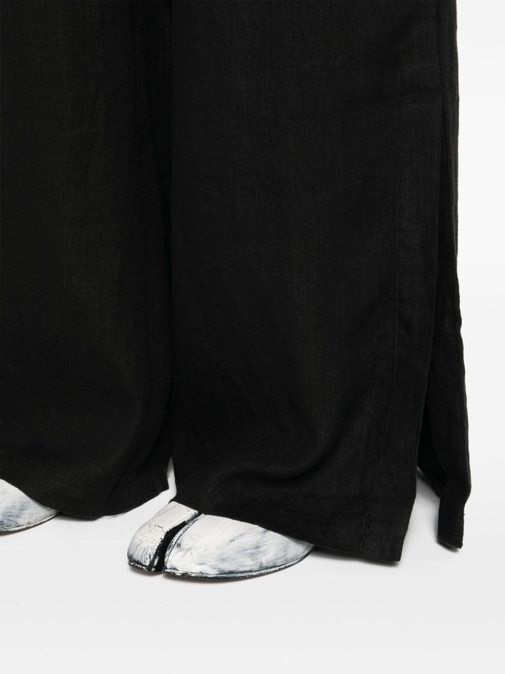 chambray linen wide trousers - 5