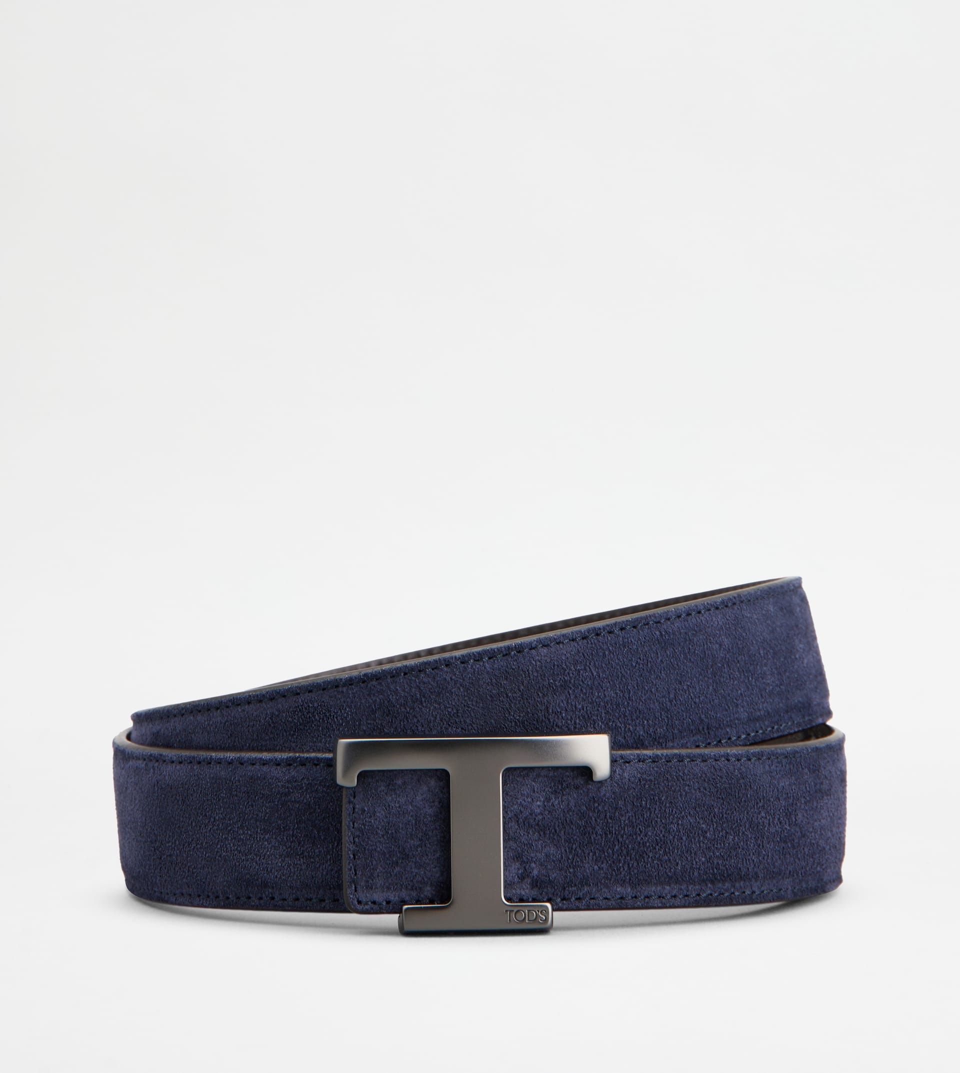 T TIMELESS REVERSIBLE BELT IN SUEDE - BLUE, BROWN - 1