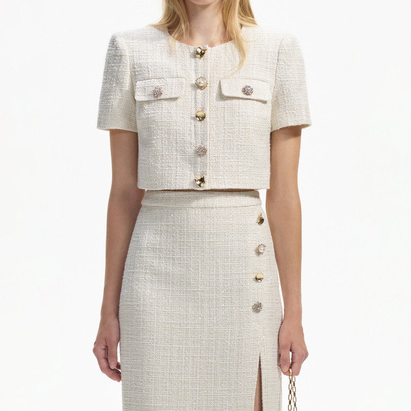 Cream Boucle Crop Top 4