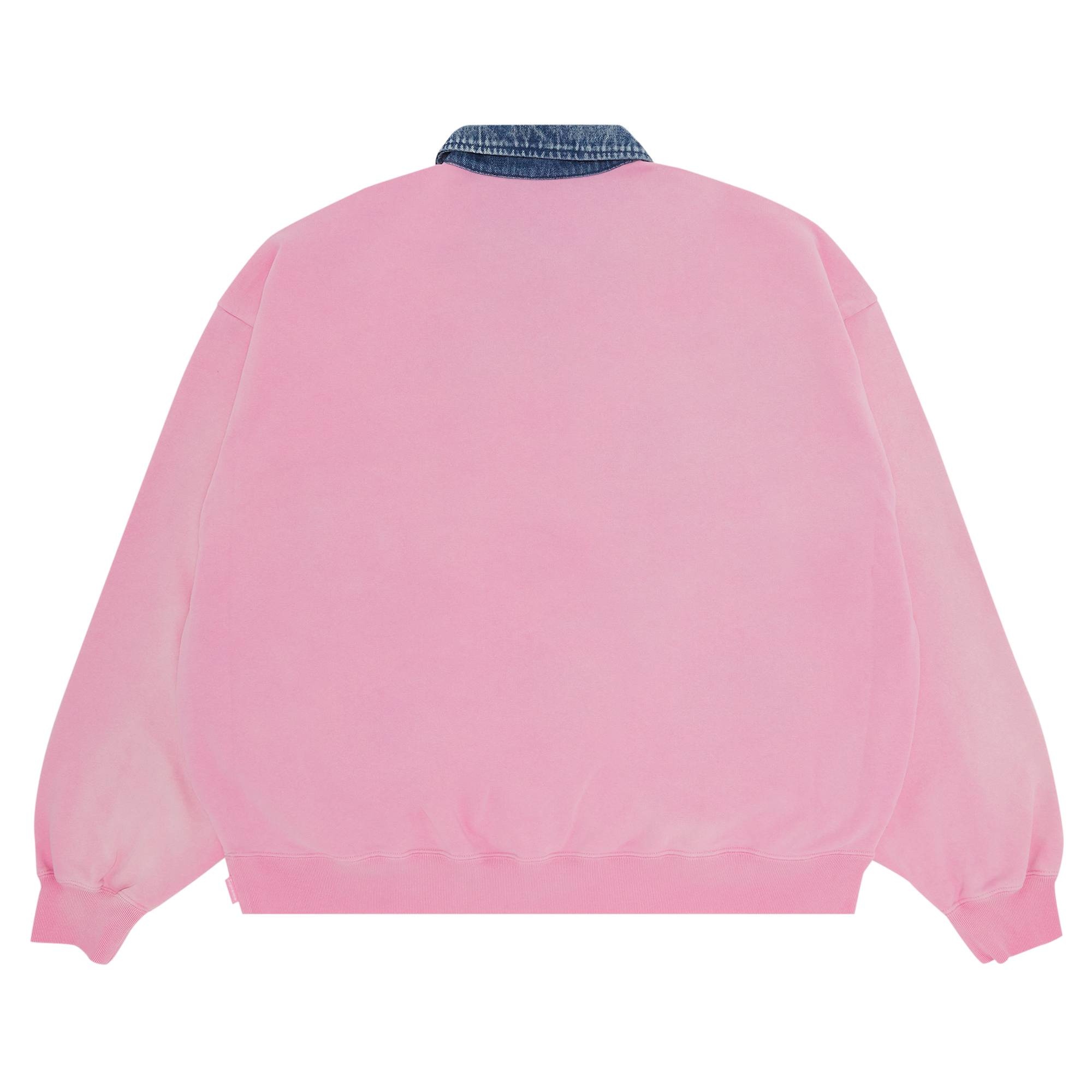 Supreme Denim Collar Half Zip Sweatshirt 'Pink' - 2