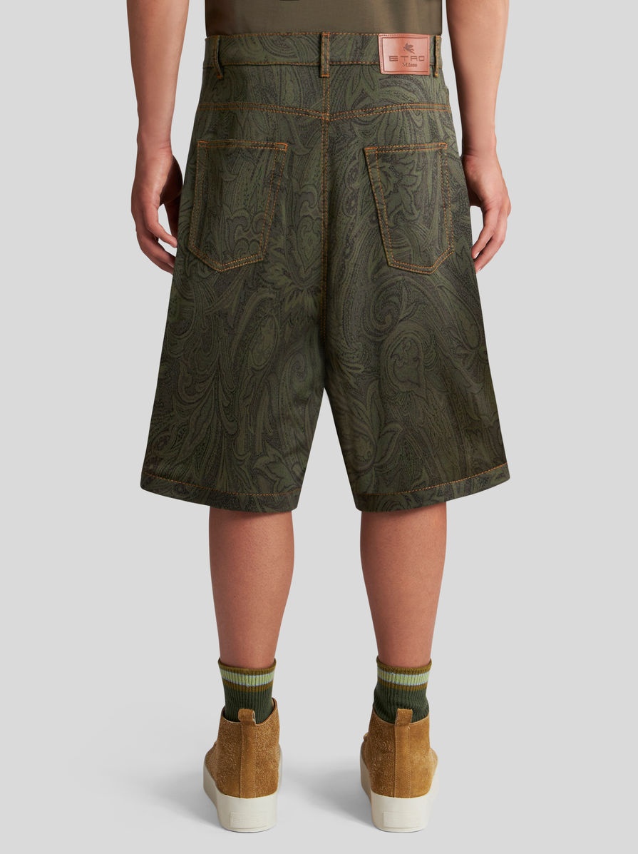 PAISLEY COTTON-BLEND JACQUARD BERMUDA SHORTS - 4