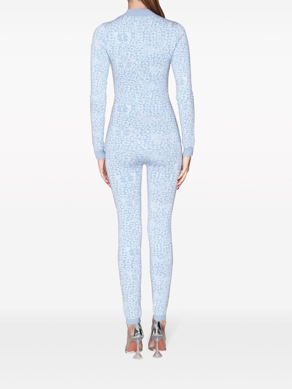 butterfly-jacquard zip-fastening jumpsuit - 3