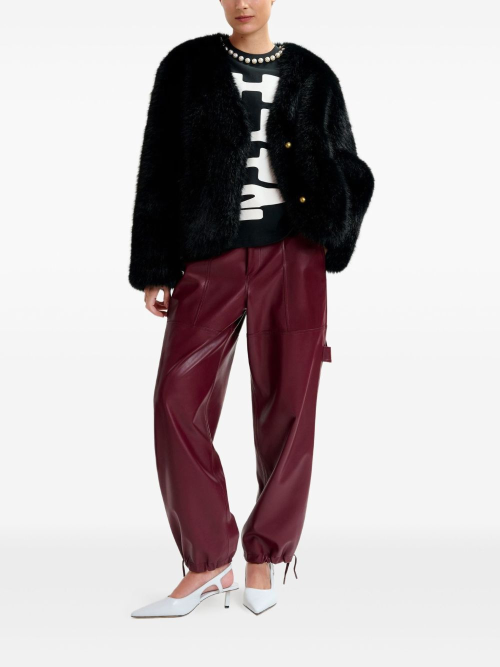 faux-fur button jacket - 2