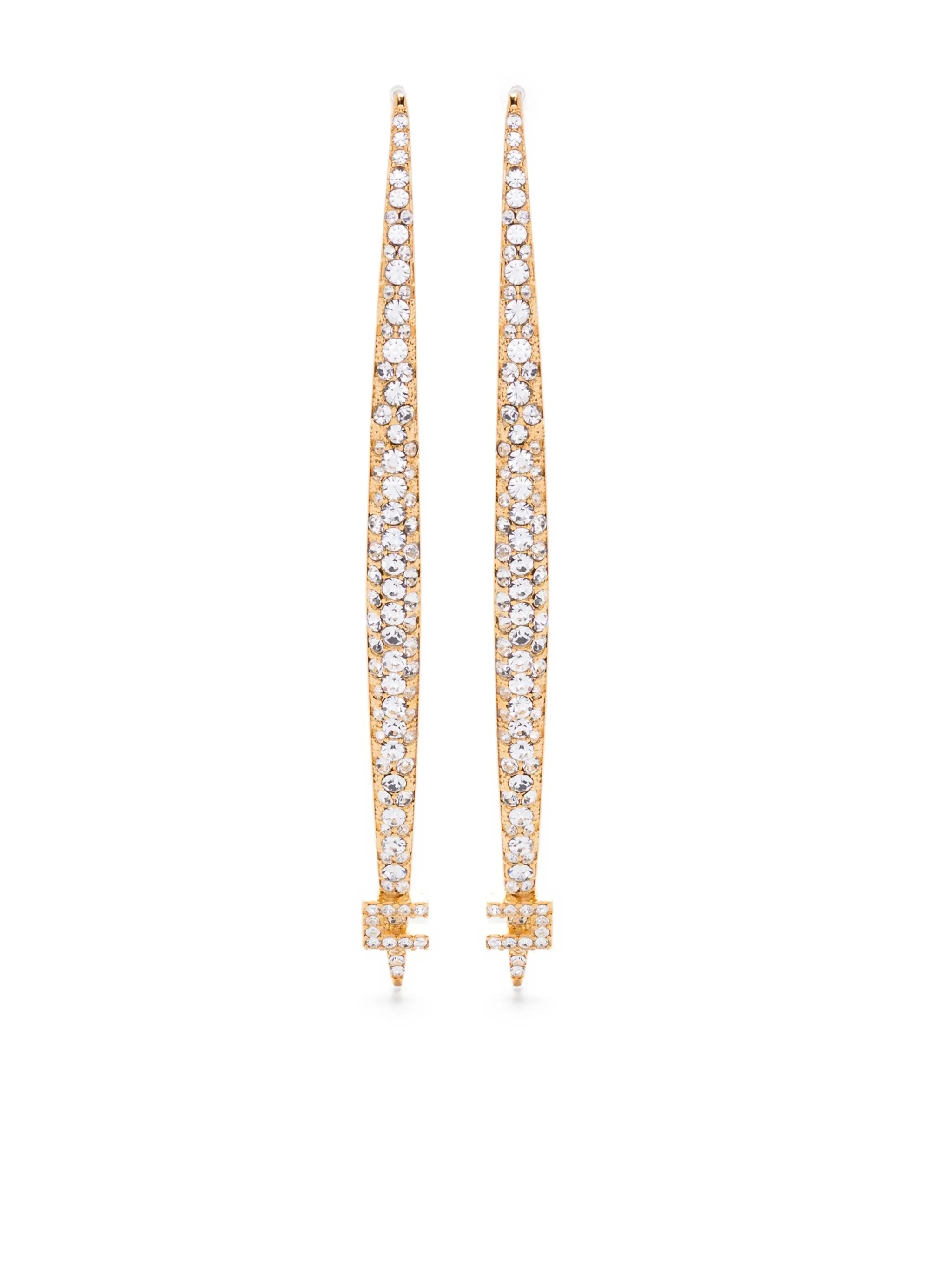 Elisabetta Franchi Crystal-embellished Brass Earrings - 1