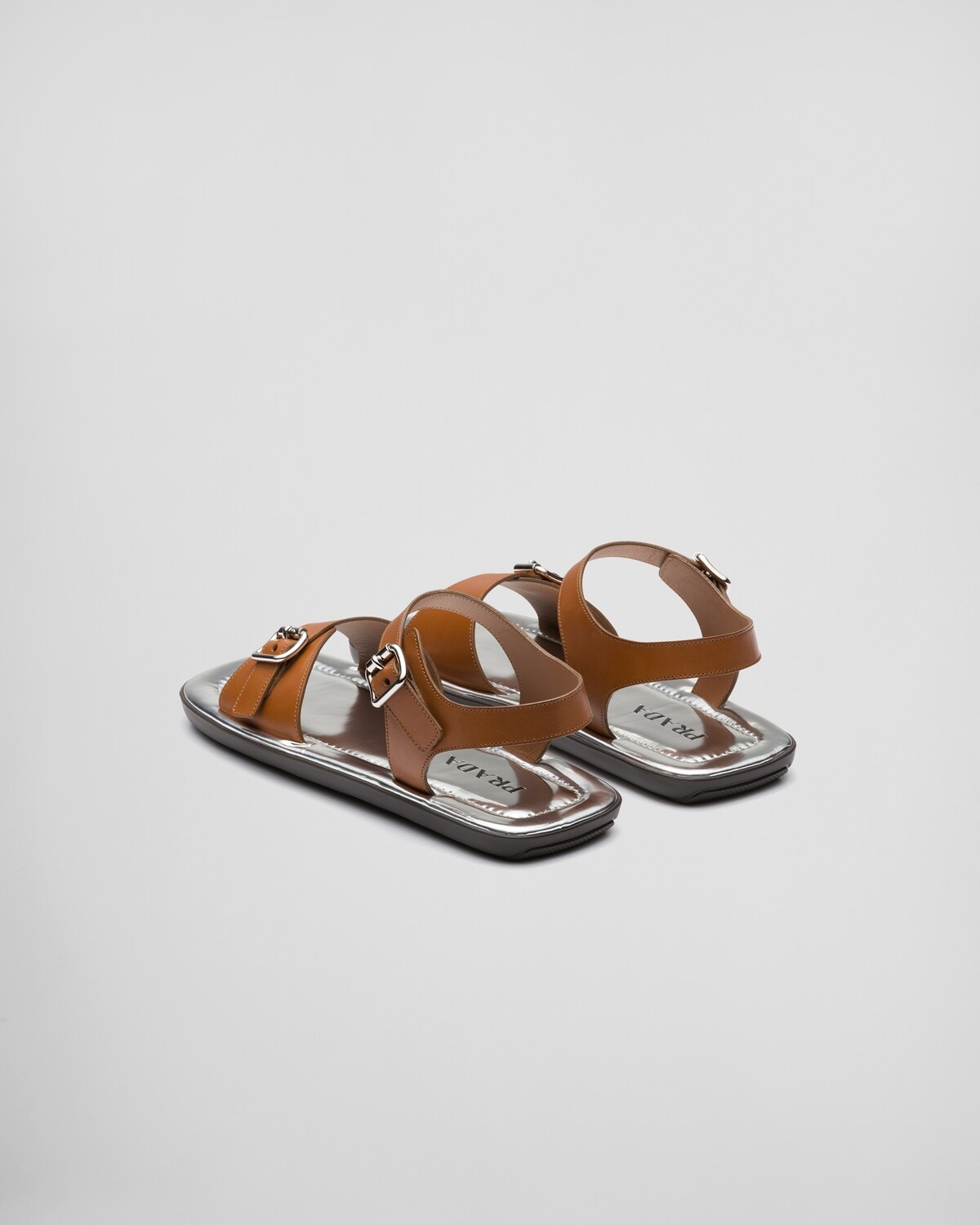 Leather double-strap sandals - 4