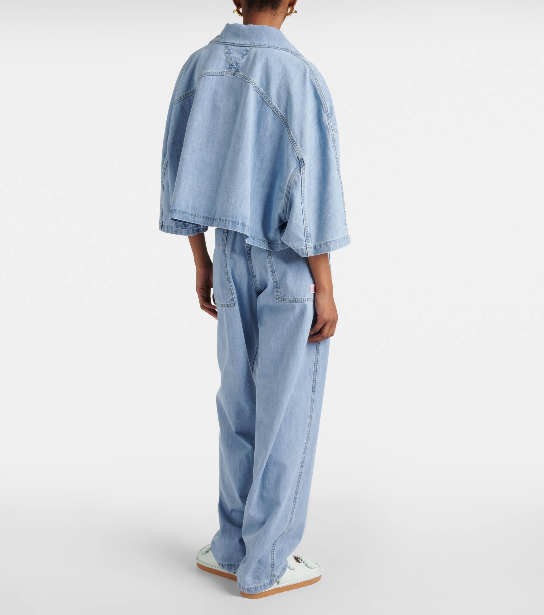 Cropped cotton denim shirt - 3