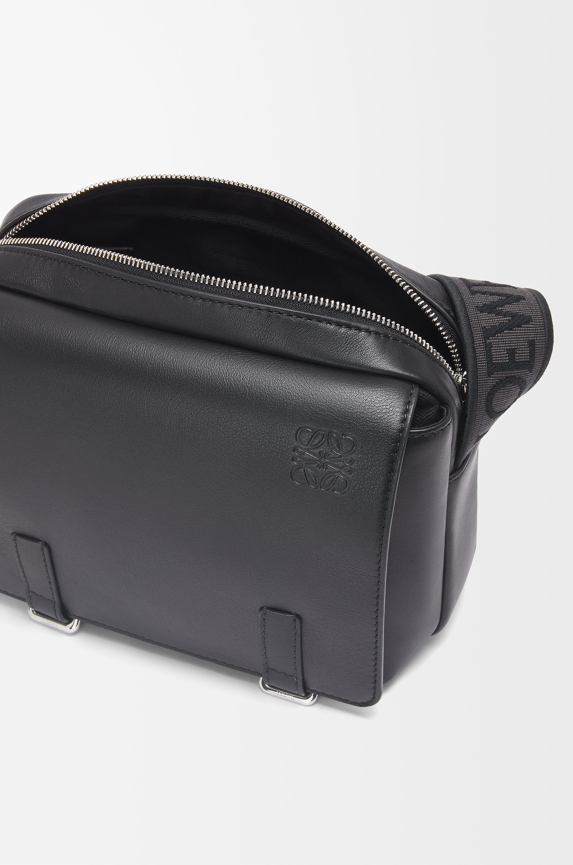 XS Military messenger bag in supple smooth calfskin and jacquard - 3