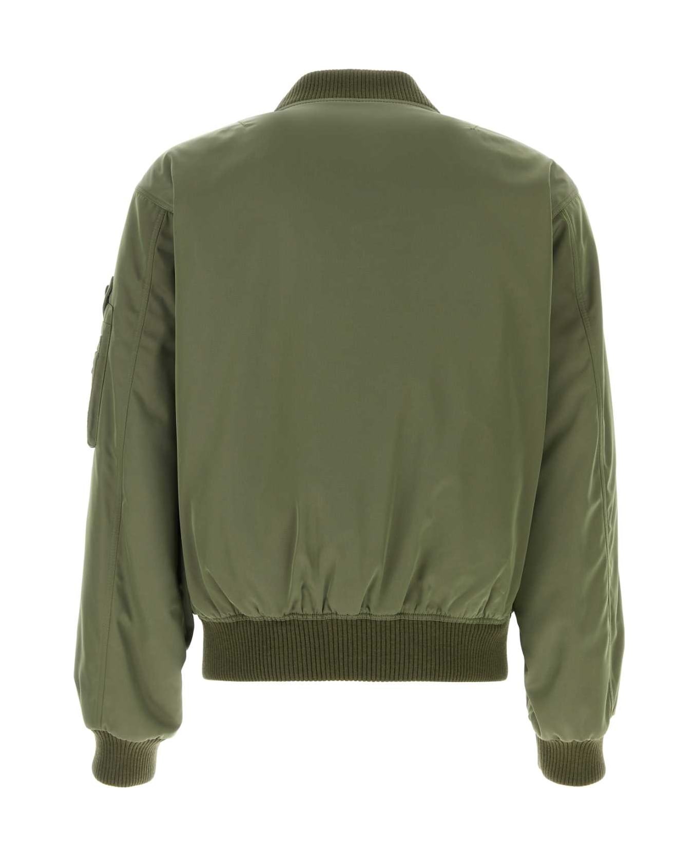 Olive Green Nylon Bomber Jacket - 2